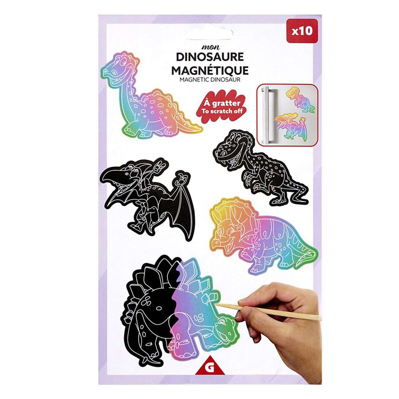 Dinosaure à gratter papier magnétique x10