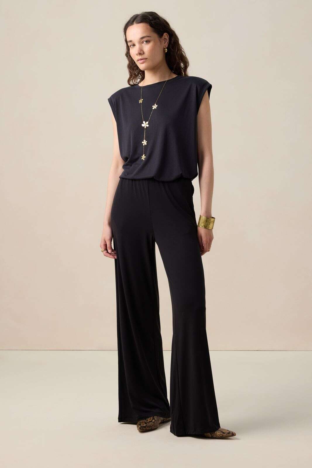 Zwart mouwloos T-shirt