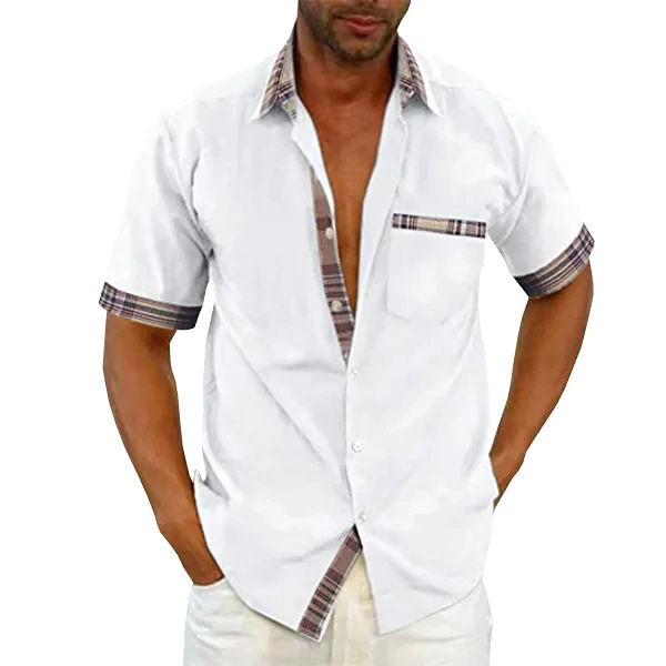 Chemise d'été décontractée à carreaux pour homme EvalonrealmTM