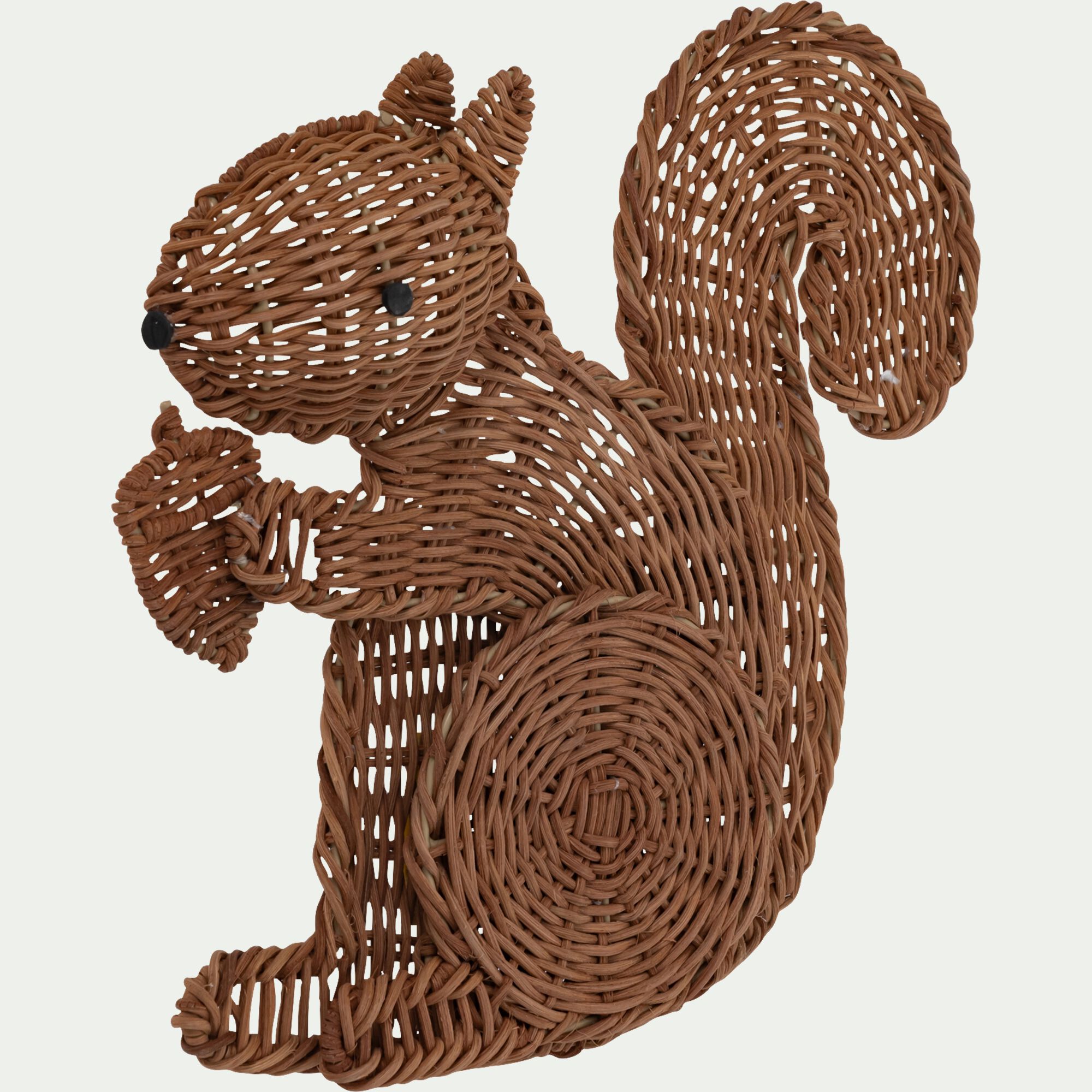 ECUREUIL - Déco murale écureuil en rotin blanchi H35cm - naturel