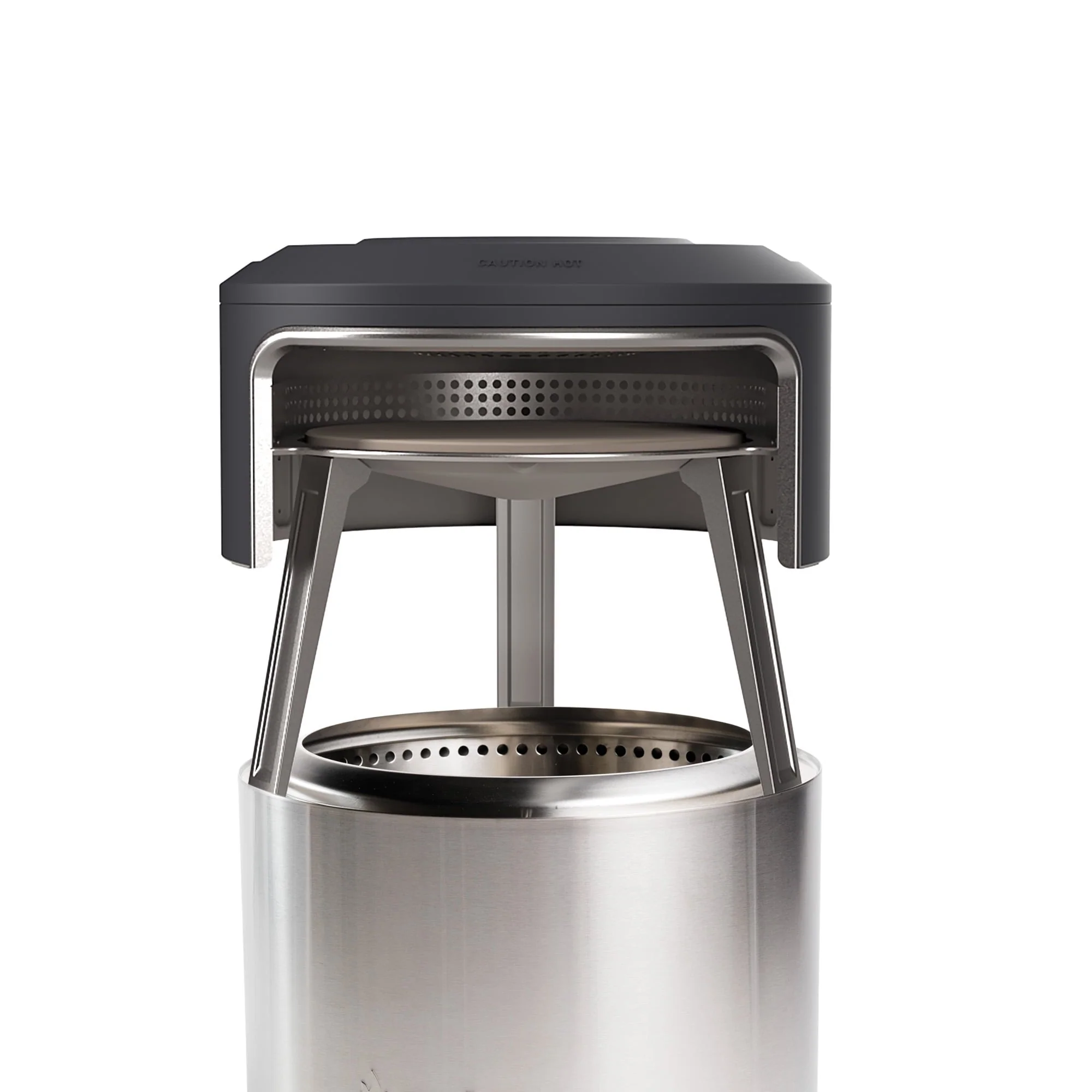 Solo Stove Bonfire Pi Fire | Pizza Oven Accessory for Bonfire Fire Pit, Incl. Carry Case & Cordierite Pizza Stone, Wood Burning Assembly, Stainless Steel, (H x Dia): 16.9 x 19.3 in, 19.6 lb