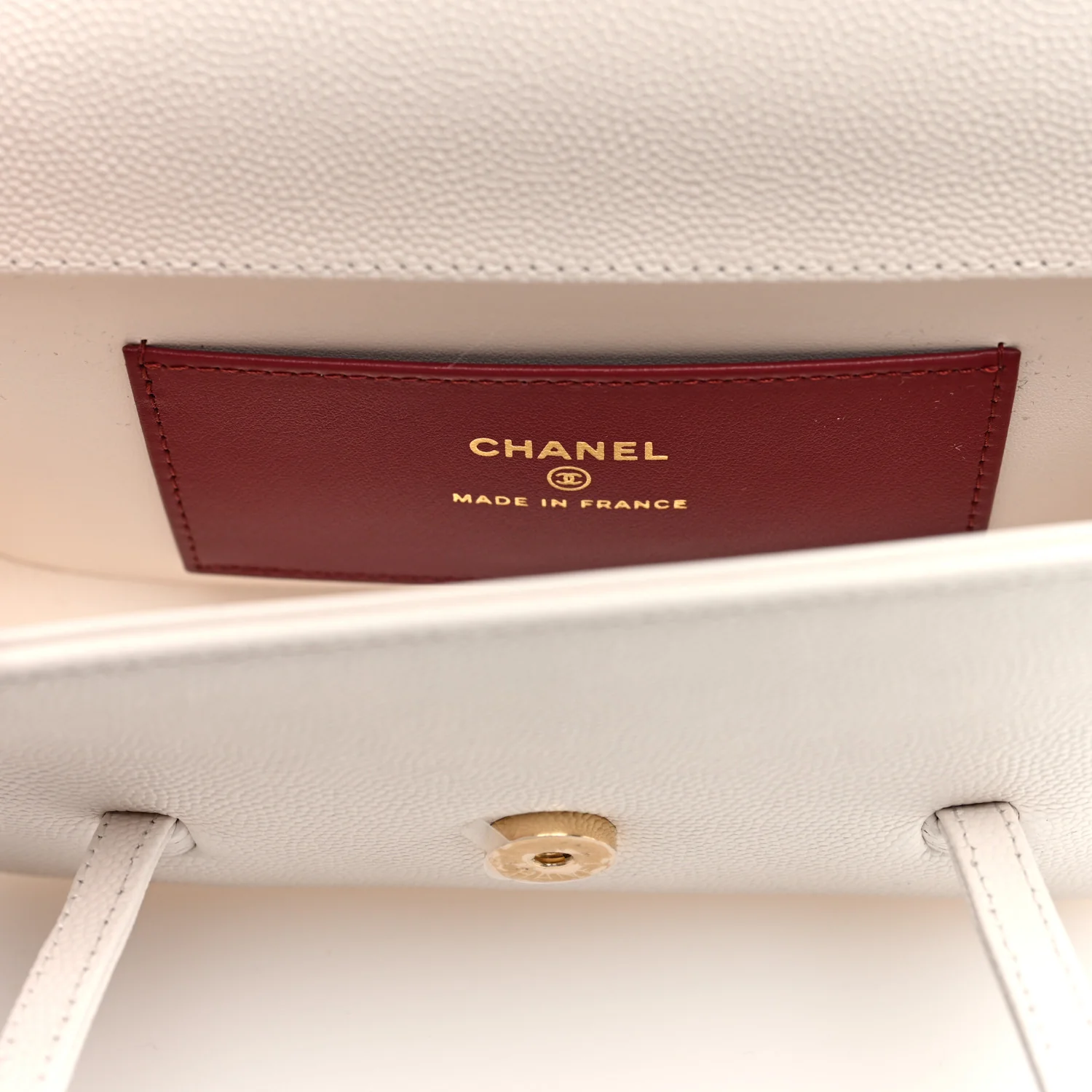 Shiny Caviar Mini Preppy Coco Shoulder Bag White