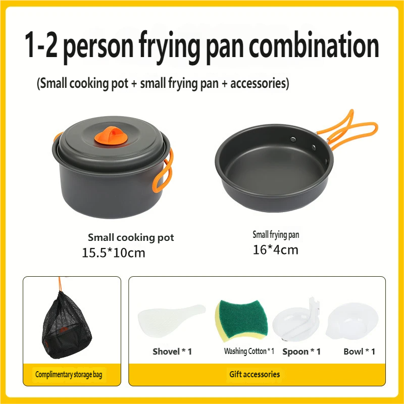 Camping Cookware Outdoor Kettle Cooking Pot Equipment Portable Field Camping Tableware Set