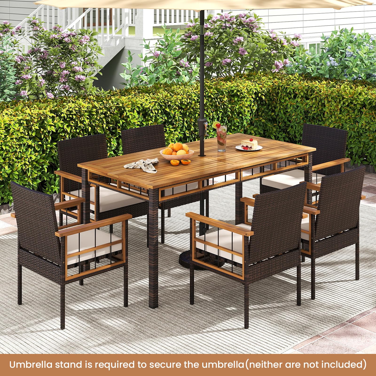 Tangkula 7 Pieces Wicker Patio Dining Set