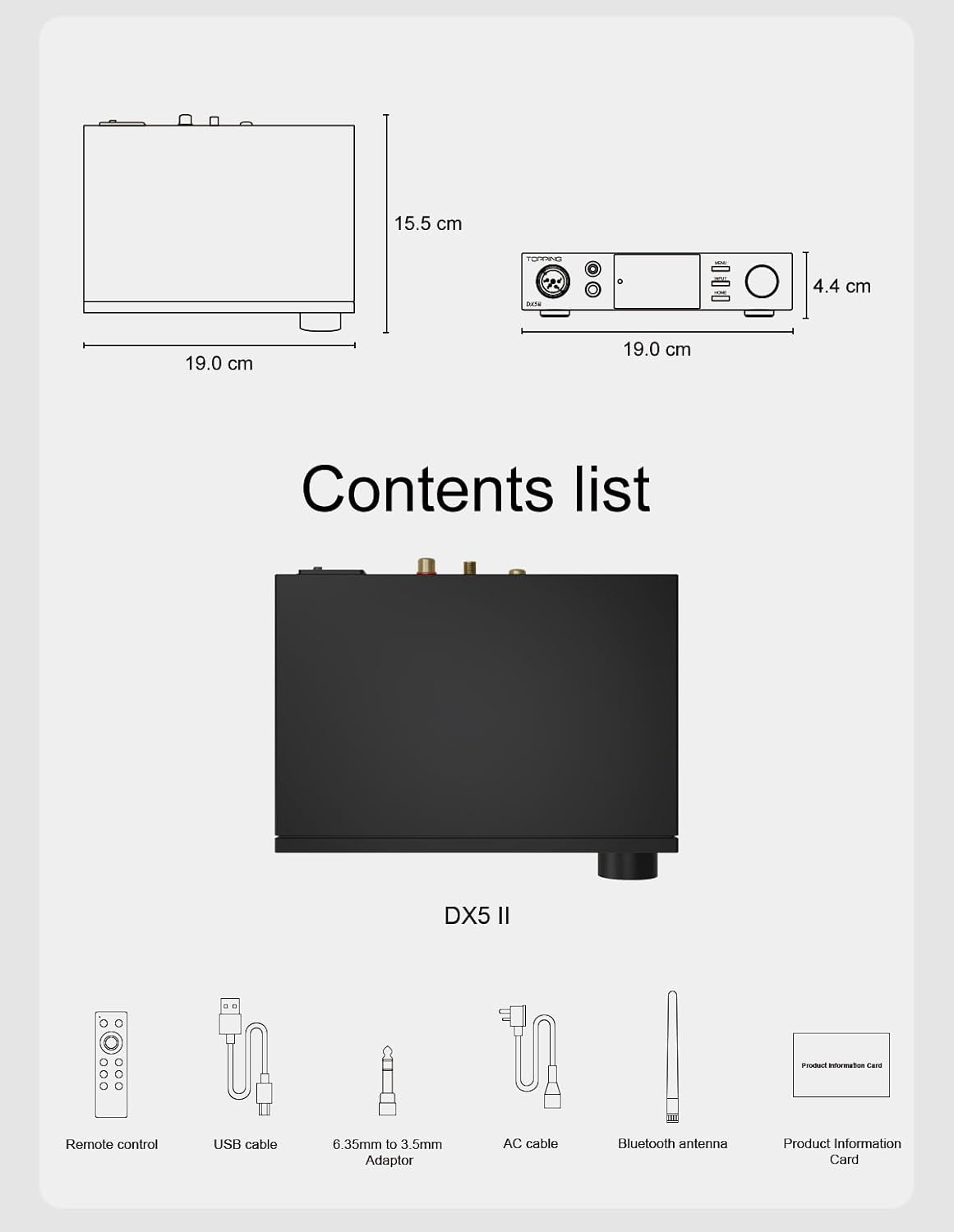 TOPPING DX5 II Hi-Res DAC & Headphone Amp Combo – Dual ES9039Q2M  X-Hybrid Amp  10-Band PEQ  LDAC Bluetooth 5.1  4.4mm Balanced & 6.35mm Headphone Output  Preamp Mode  12V Trigger (Black)