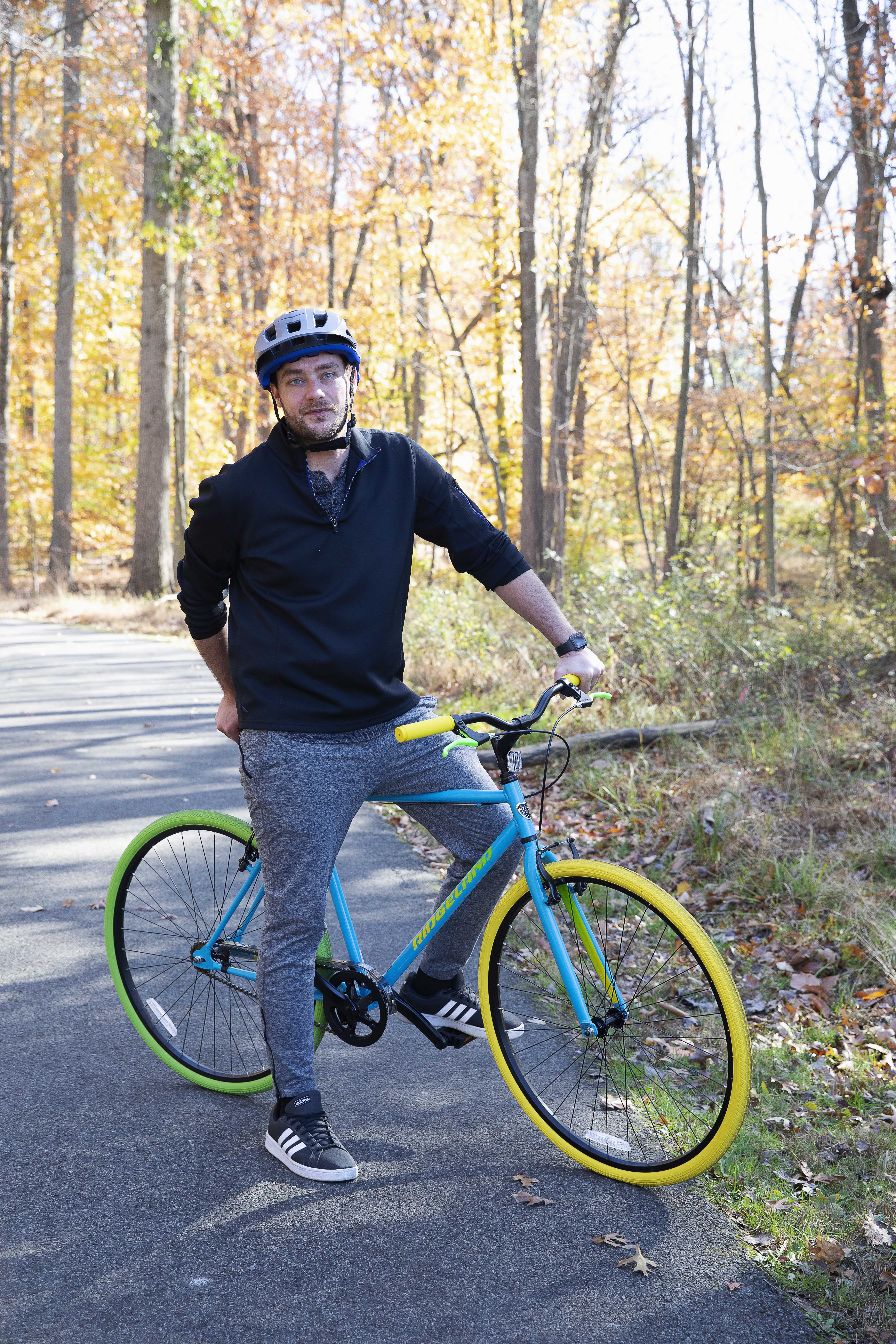 700C Men'S Ridgeland Hybrid Bike, Blue/Green