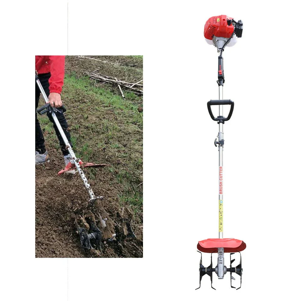 CNCEST 42.7CC Handheld 2 Cycle Garden Tiller/Cultivator Soil Gas Tiller Farm Plant Yard Tilling Tool