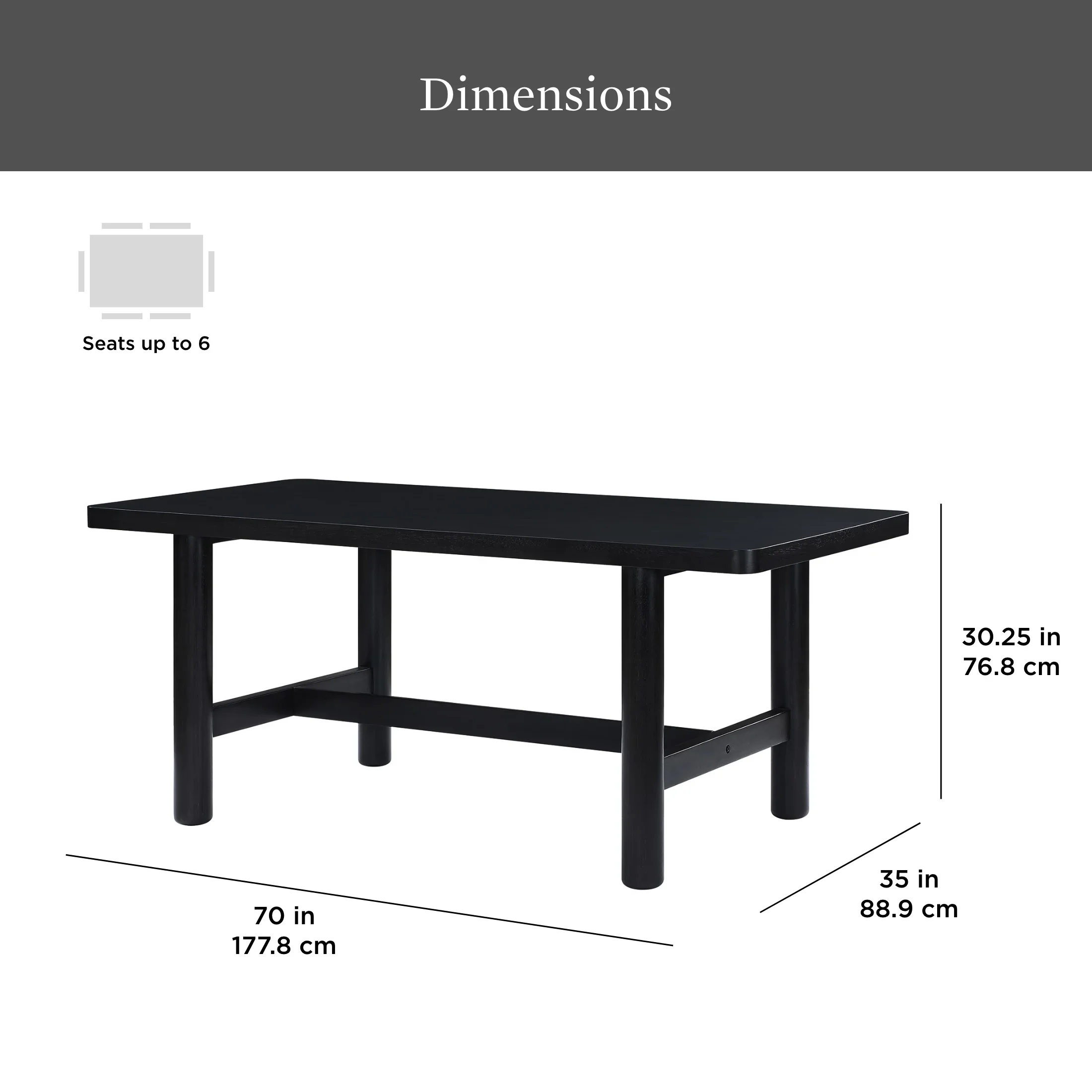 Better Homes & Gardens Adlin 70 Adjustable Dining Table, Charcoal