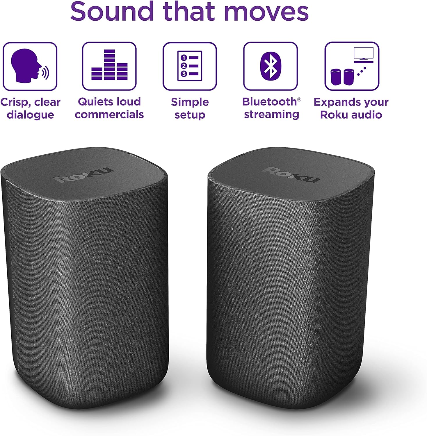 Roku Wireless Speakers - Set of 2 (Pack of 1) - Compatible with Roku TV  Streambar  and Streambar Pro (SE is not compatible)
