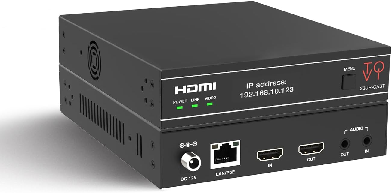 ToVi X2 Series 4K Network Video Streamer AV Over IP Encoder - H.264 H.265 IPTV Livestream with Audio Embed - HDMI Loop Out - Supports Unicast  MultiCast  Audio-Only Stream (X2UH-CAST)