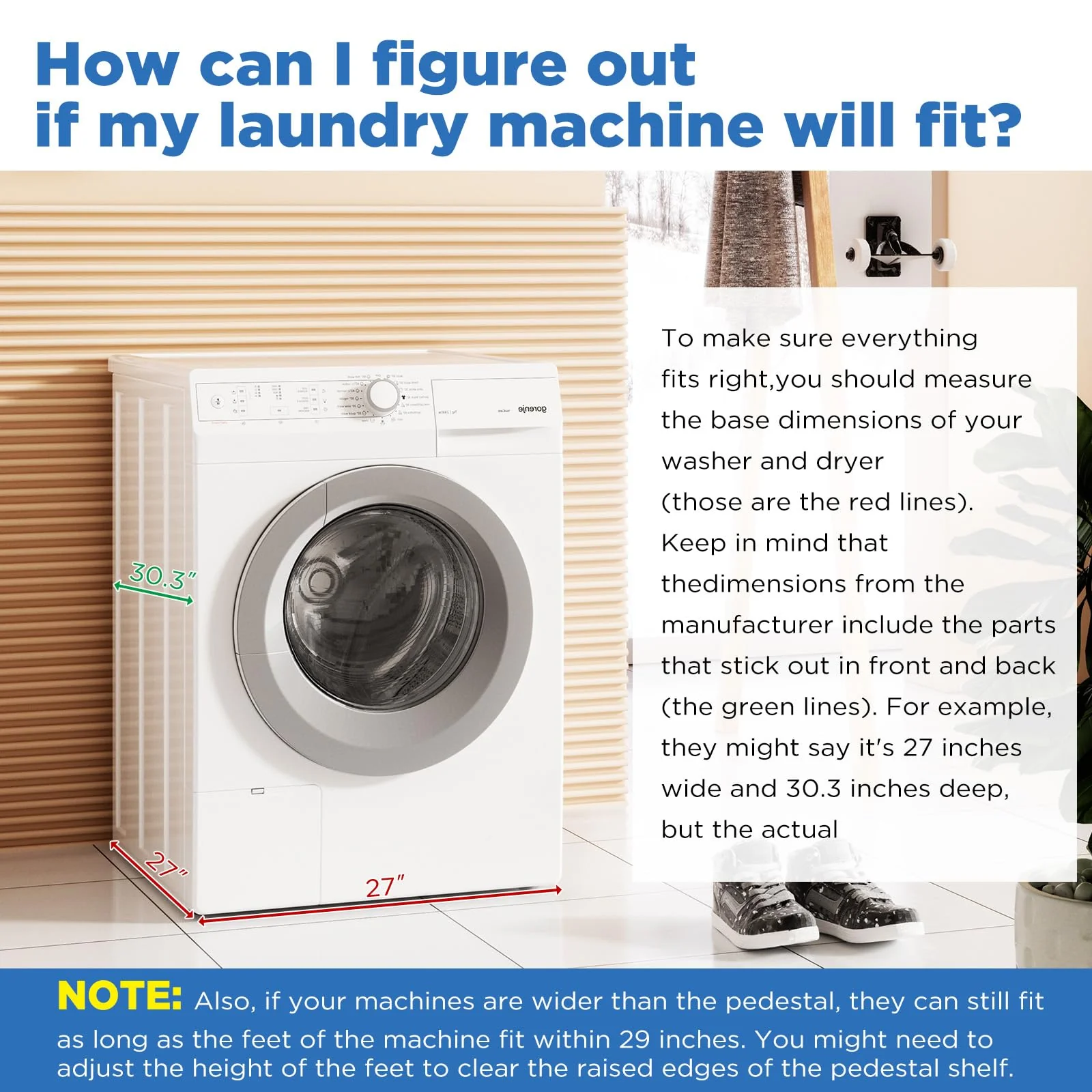 AECOJOY 2 Pack Laundry Pedestal, 700 LBS Capacity Washer Dryer Pedestal (Beige)