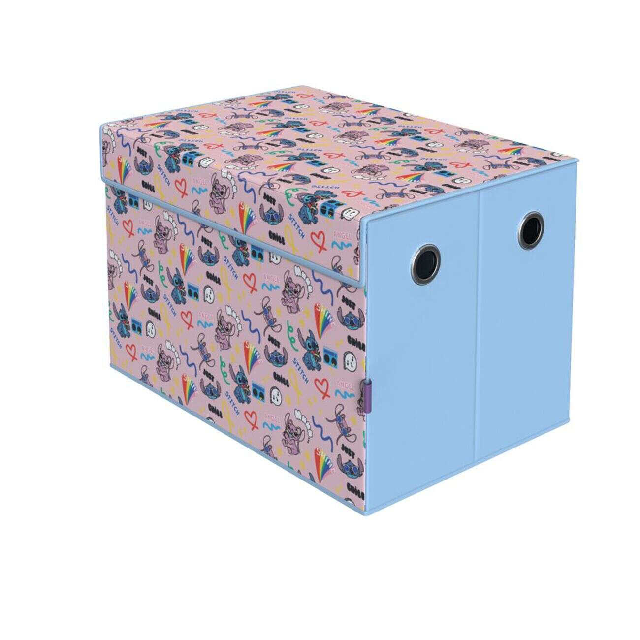 Coffre de rangement enfant Disney Stitch rembourré mousse rose 49x33xH32cm