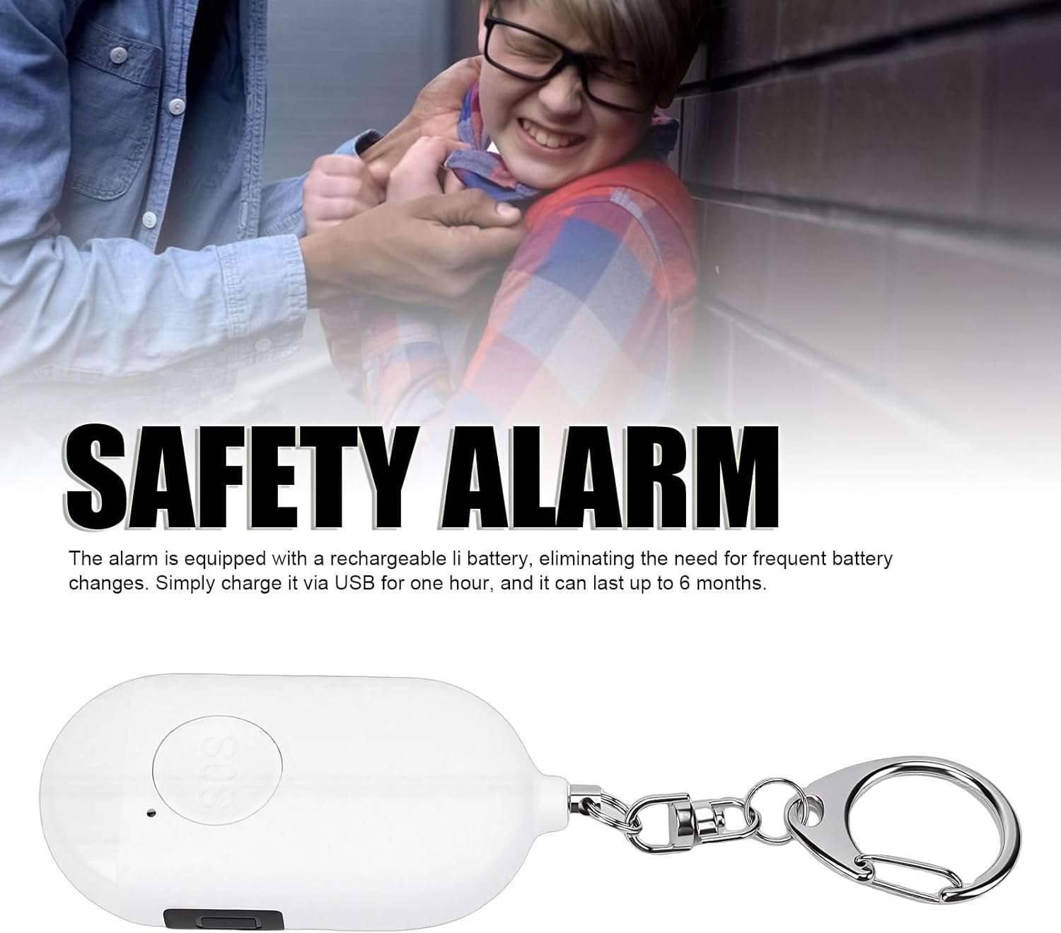 Zopsc Personal Safety Alarm, 130dB Loud Siren Keychain, IP44 Rechargeable Alarm with LED Flashlight, Emergency for Women Walking Running