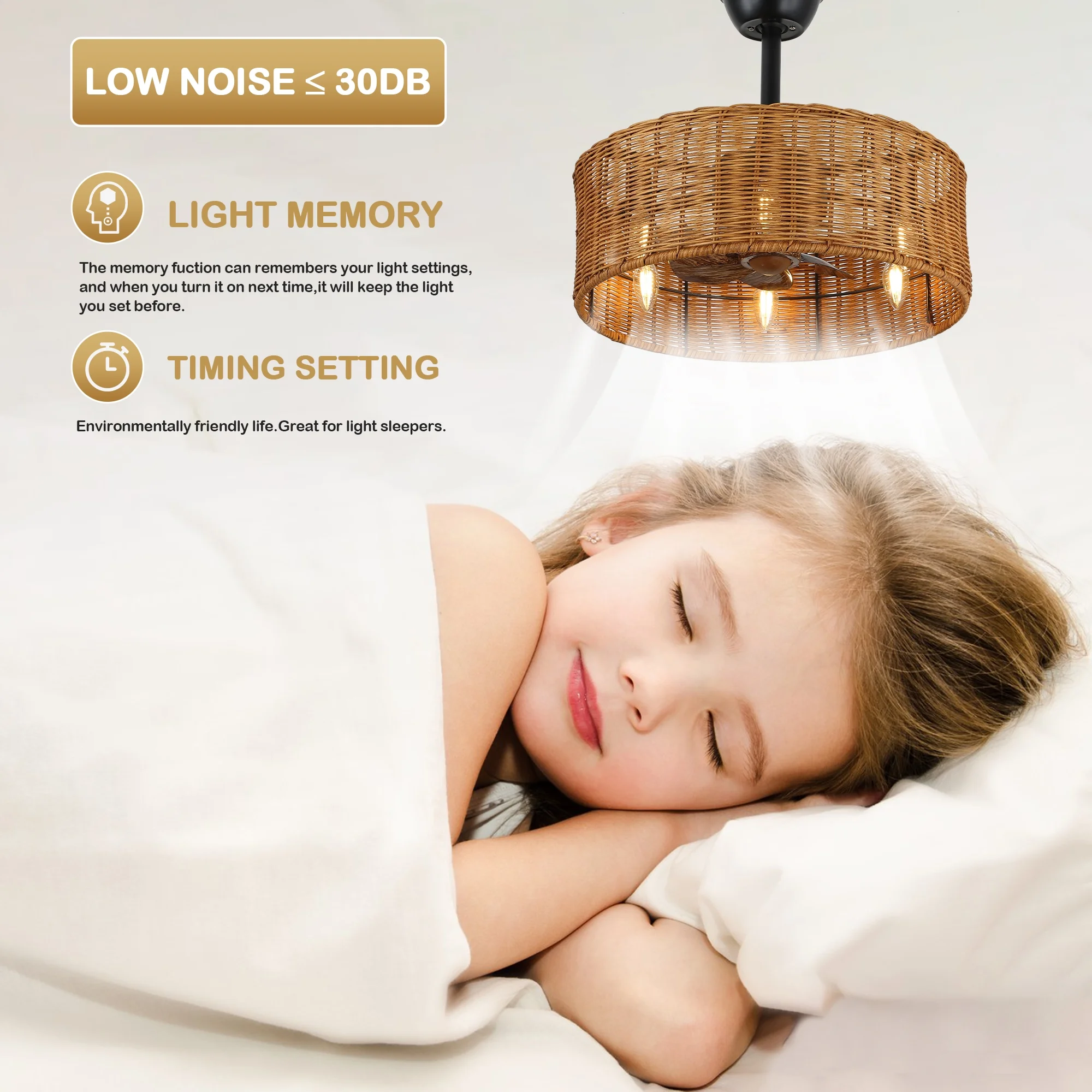 6-Light Bohemian Rattan-Woven Drum Ceiling Fan with Light and Remote Control, Bella Depot Black 3-Speed Chandelier