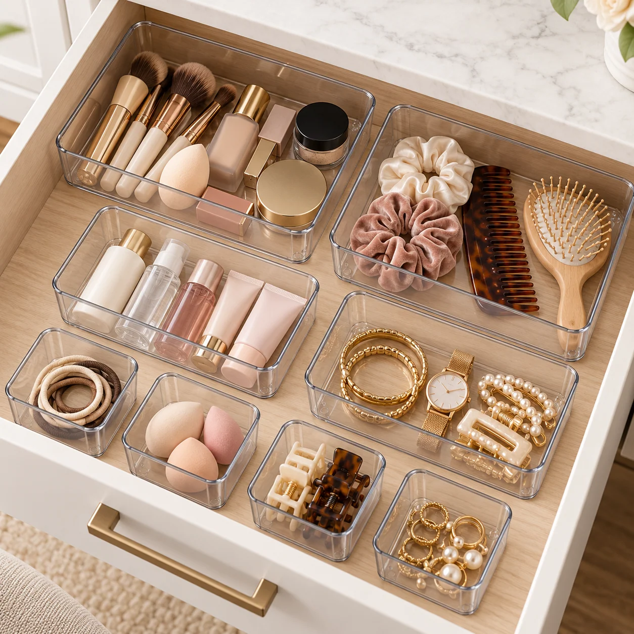 Clear Modular Drawer Organizer Trays, 8-Piece Set
