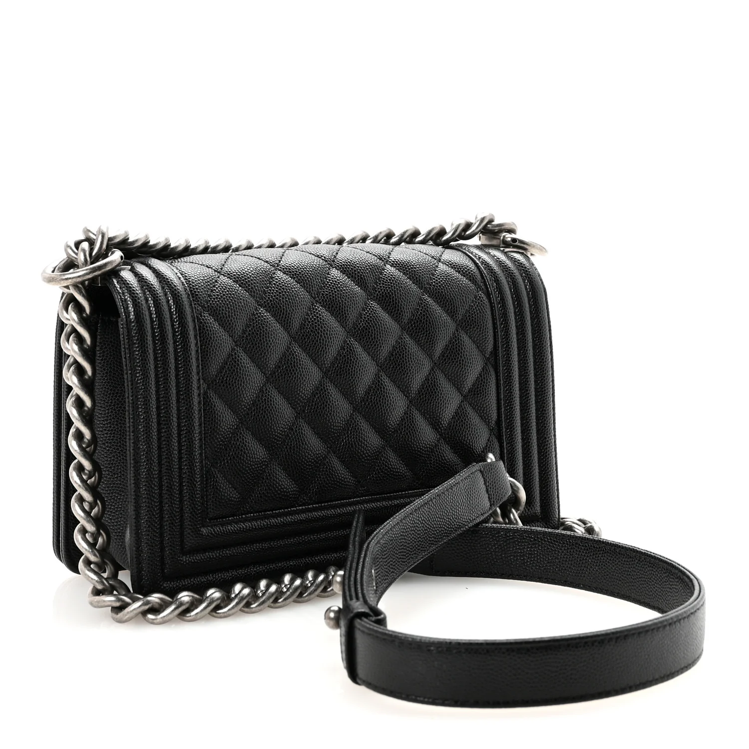 Caviar Quilted Small Boy Flap Black