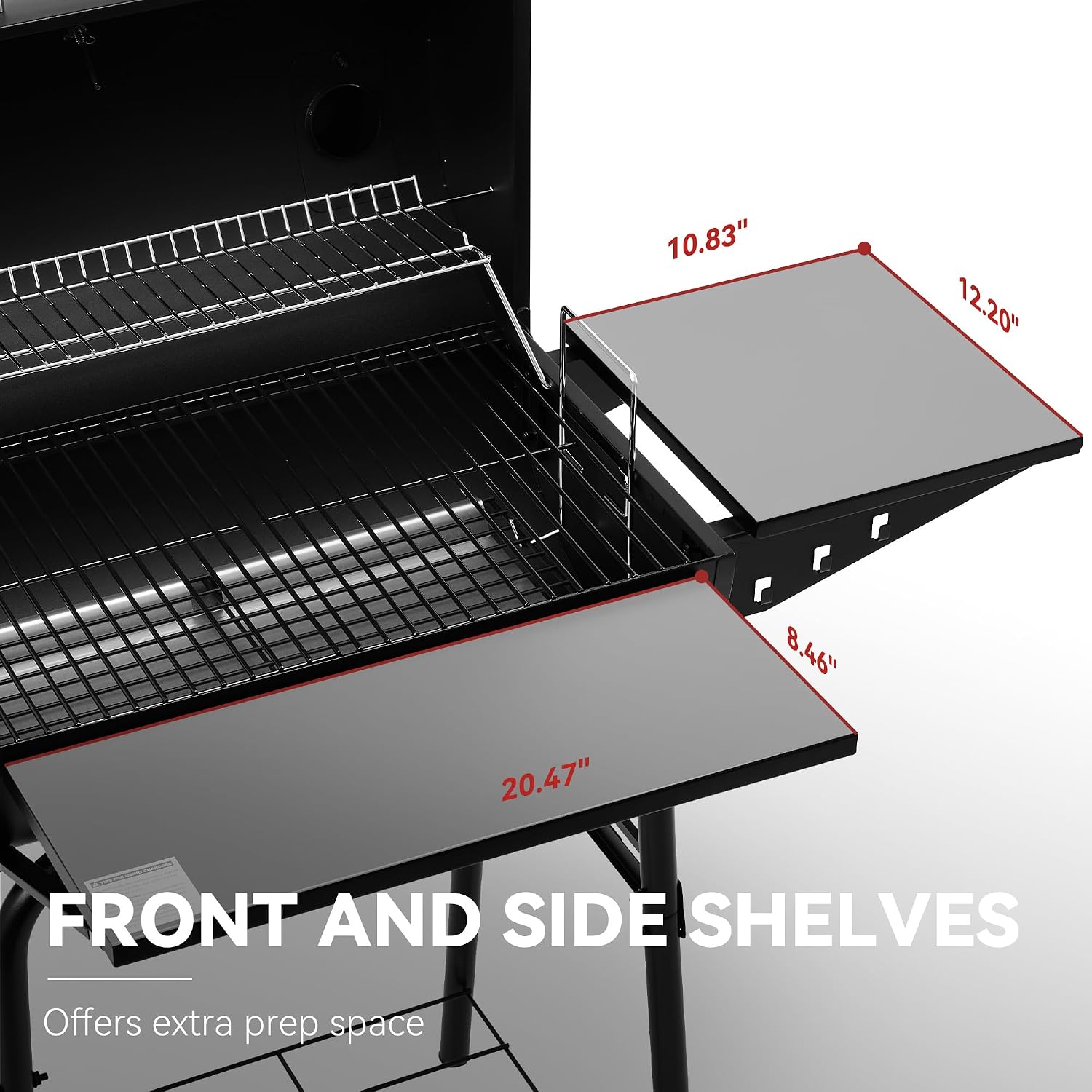 Royal Gourmet CC1624 Barrel Charcoal Grill with Side and Front Shelves
