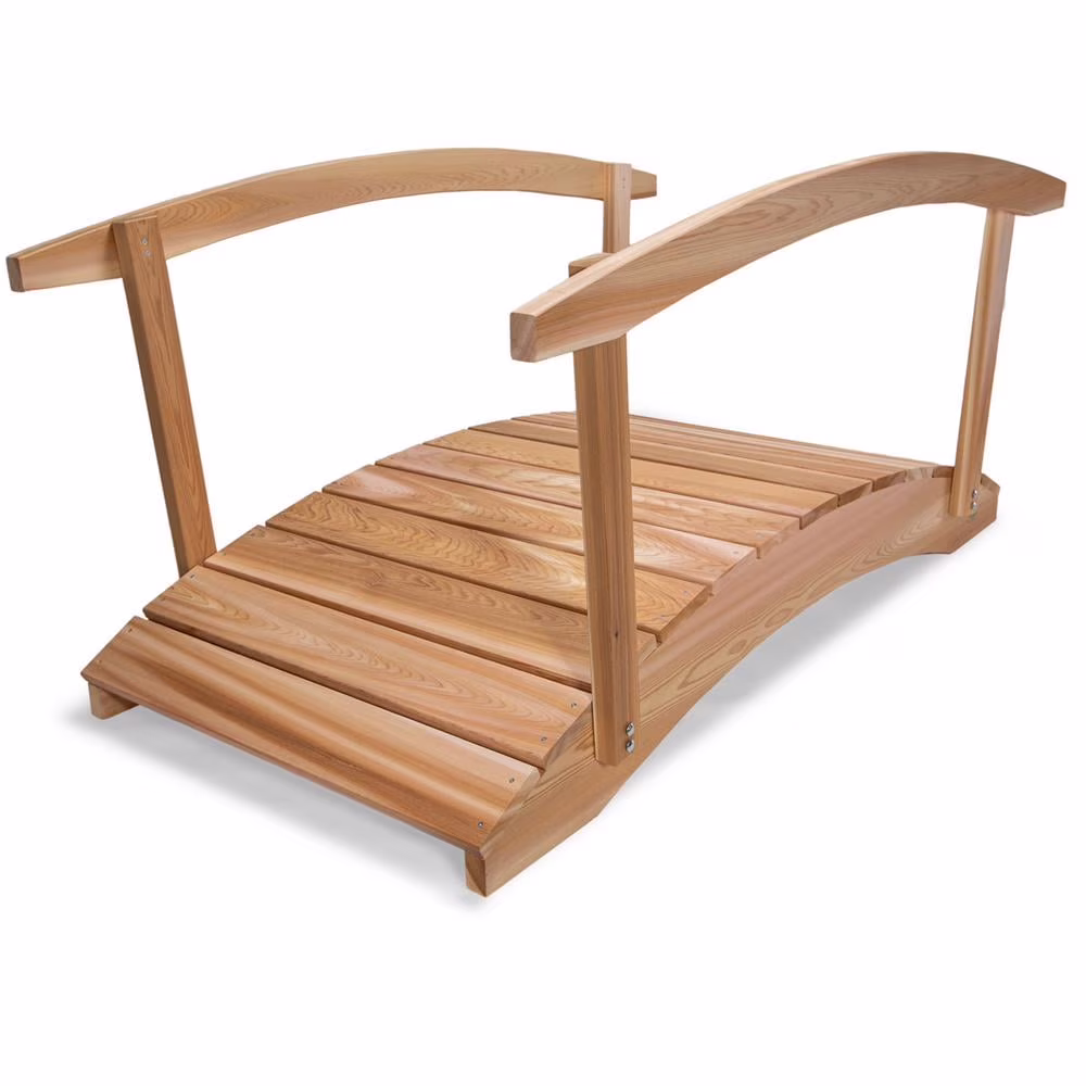 All Things Cedar FB72-R  6-Ft Cedar Wood Garden Bridge | Side Rails - 71L x 38W x 34H