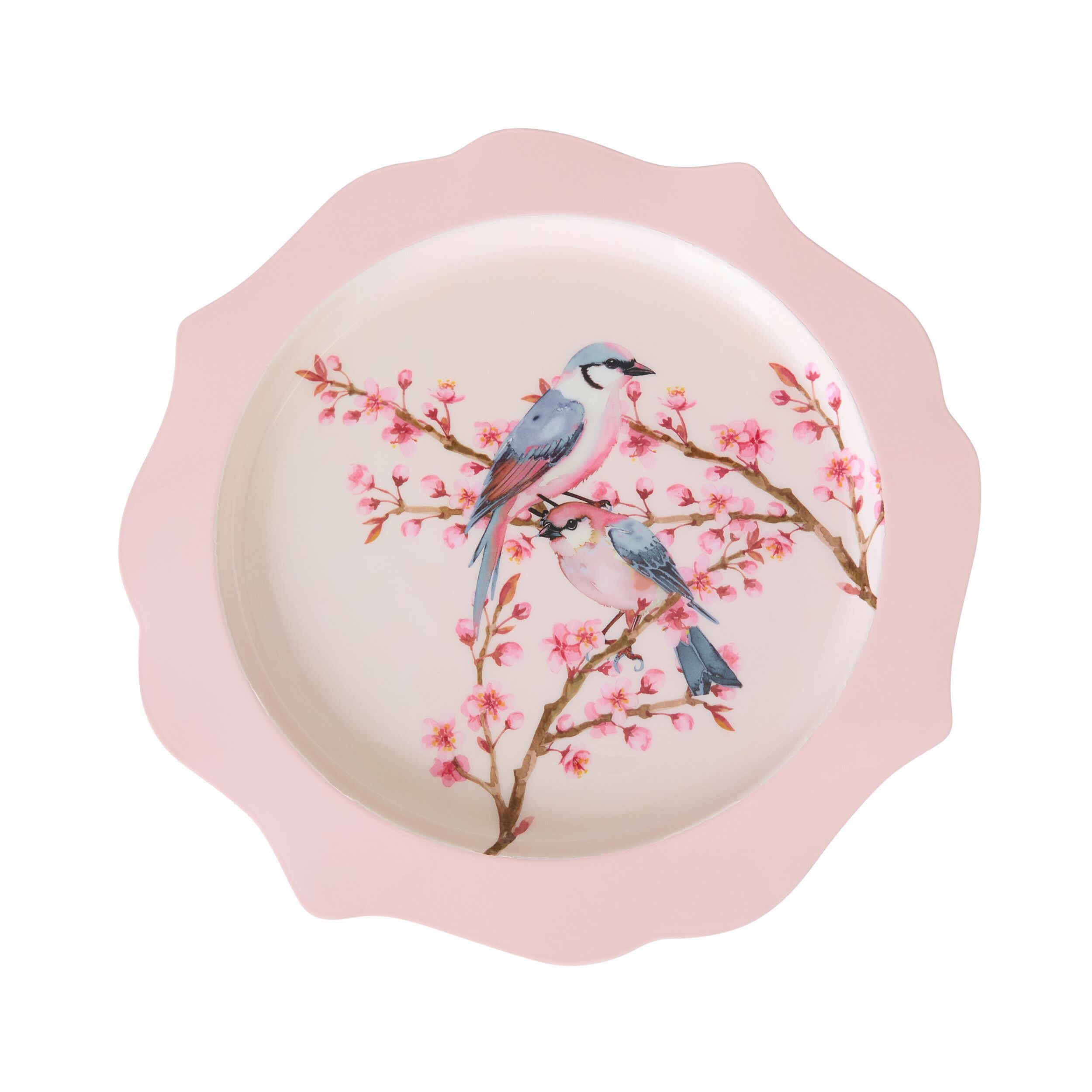 Folk Garden Scalloped Tray Pink