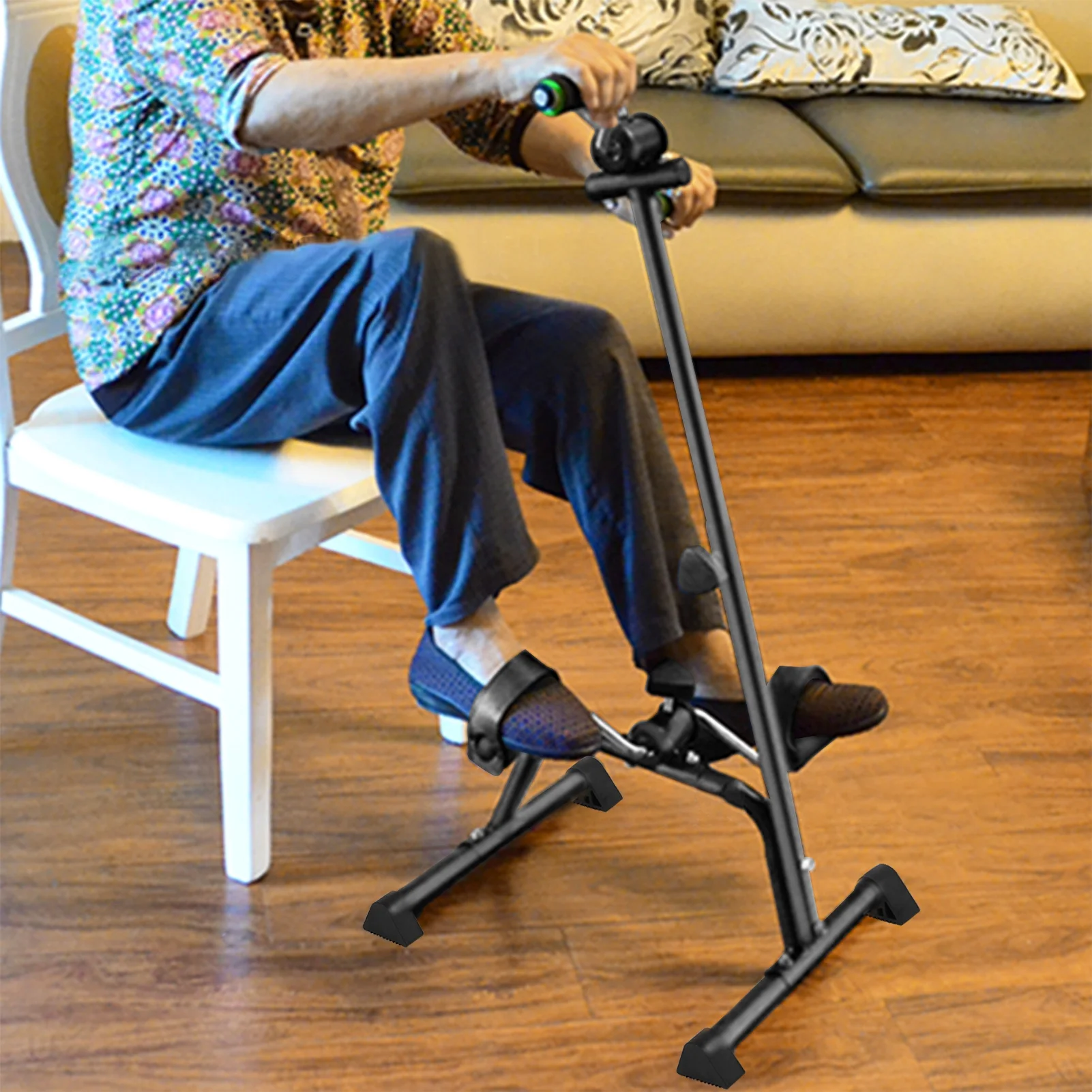 Elderly Exercise Bike,Pedal Exerciser Bike, Hand Arm Leg Knee Peddler,Adjustable Fitness Equipment for Seniors,Elderly Home Pedal Exercise Bike for Total Body(Black) - Image 5