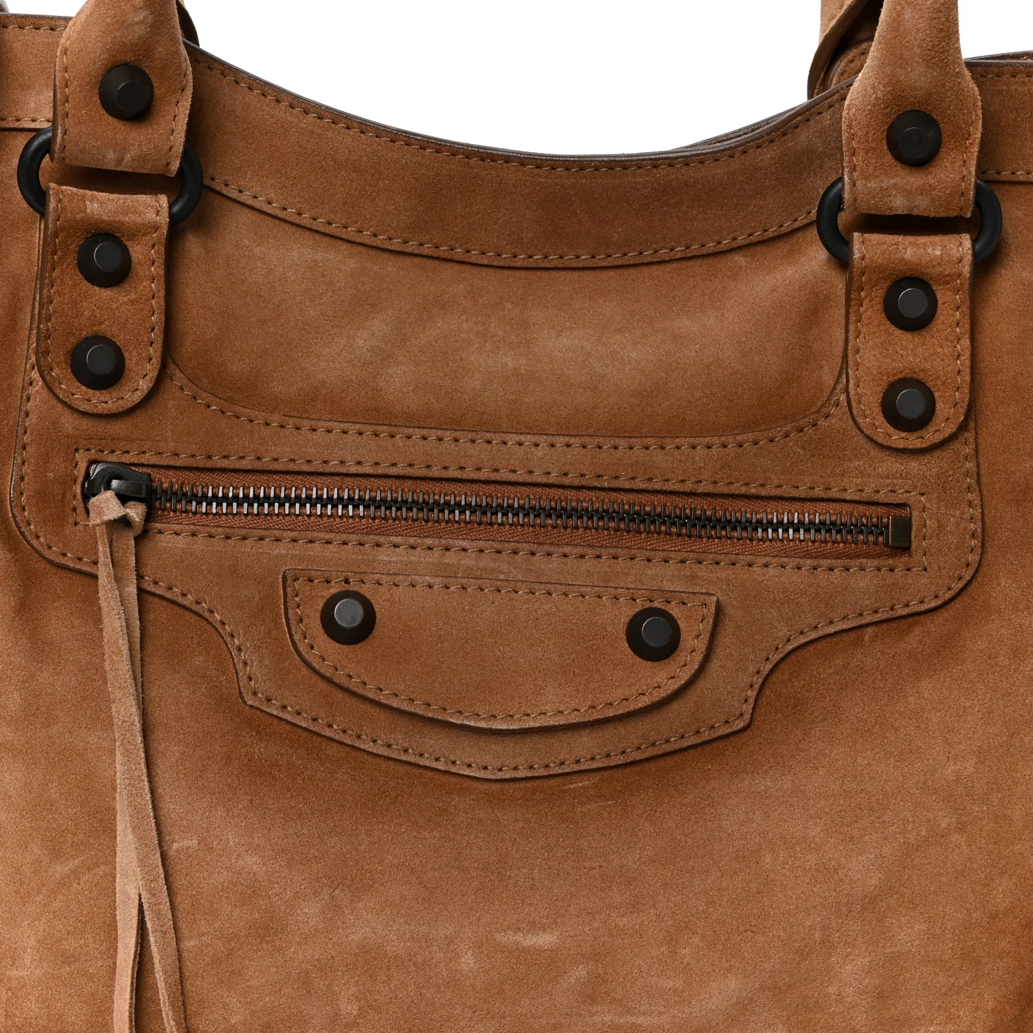 Waxed Suede Calfskin Classic Hardware Medium Le City Camel