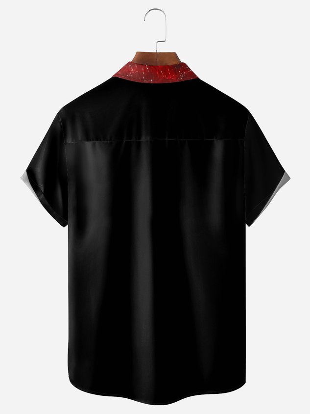 Chemise à manches courtes avec poche poitrine et vampire d'Halloween