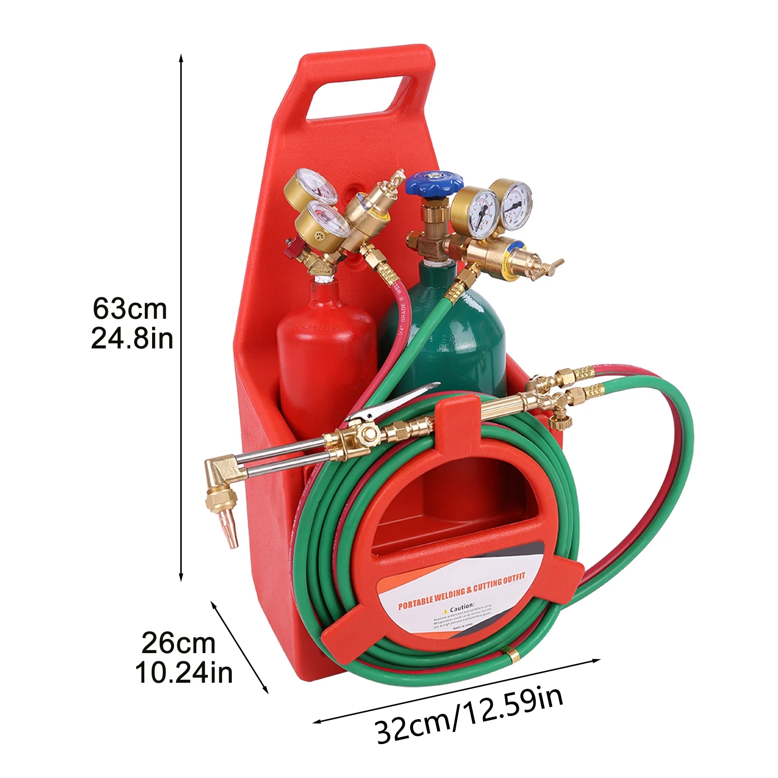 Oxy Acetylene Torch Kit Welding and Cutting Torch Set with Gauges Hose for Metal Working, Includes 2 Tanks, 12-feet Hose Length(Red) - Image 5