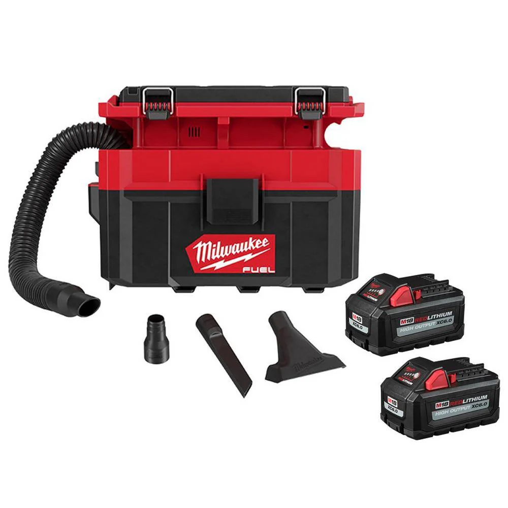 Aspirateur eau et poussière sans fil M18 FUEL PACKOUT 18 volts au lithium-ion, capacité 2,5 gallons, avec (2) batteries M18 HIGH OUTPUT 6,0 Ah