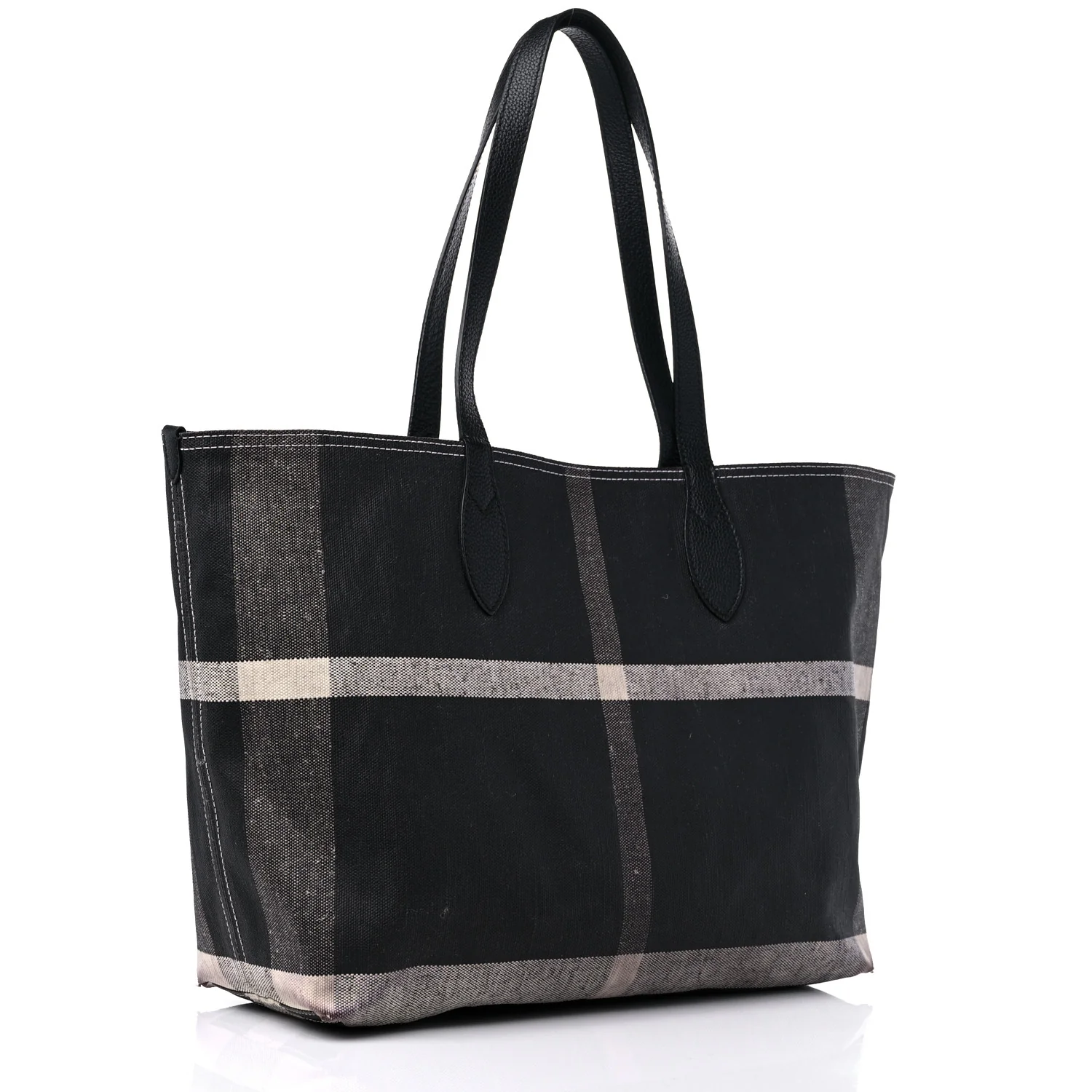 Coated Canvas Mega Check Medium Doodle Tote Black White