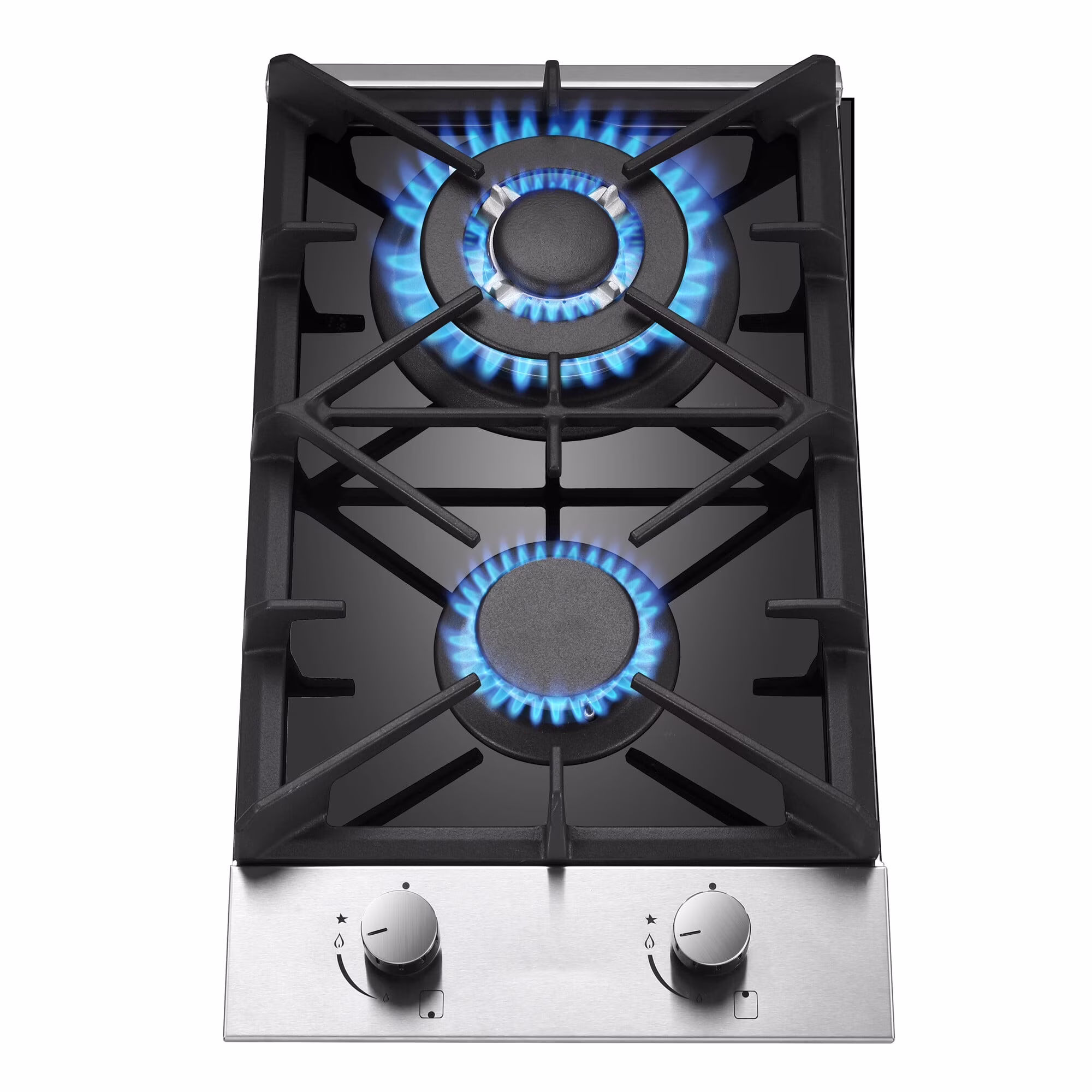 2 Burners Gas Cooktop Electric Stove Oven 12 inch NG/LP Gas Stainless Flame-Out Proof