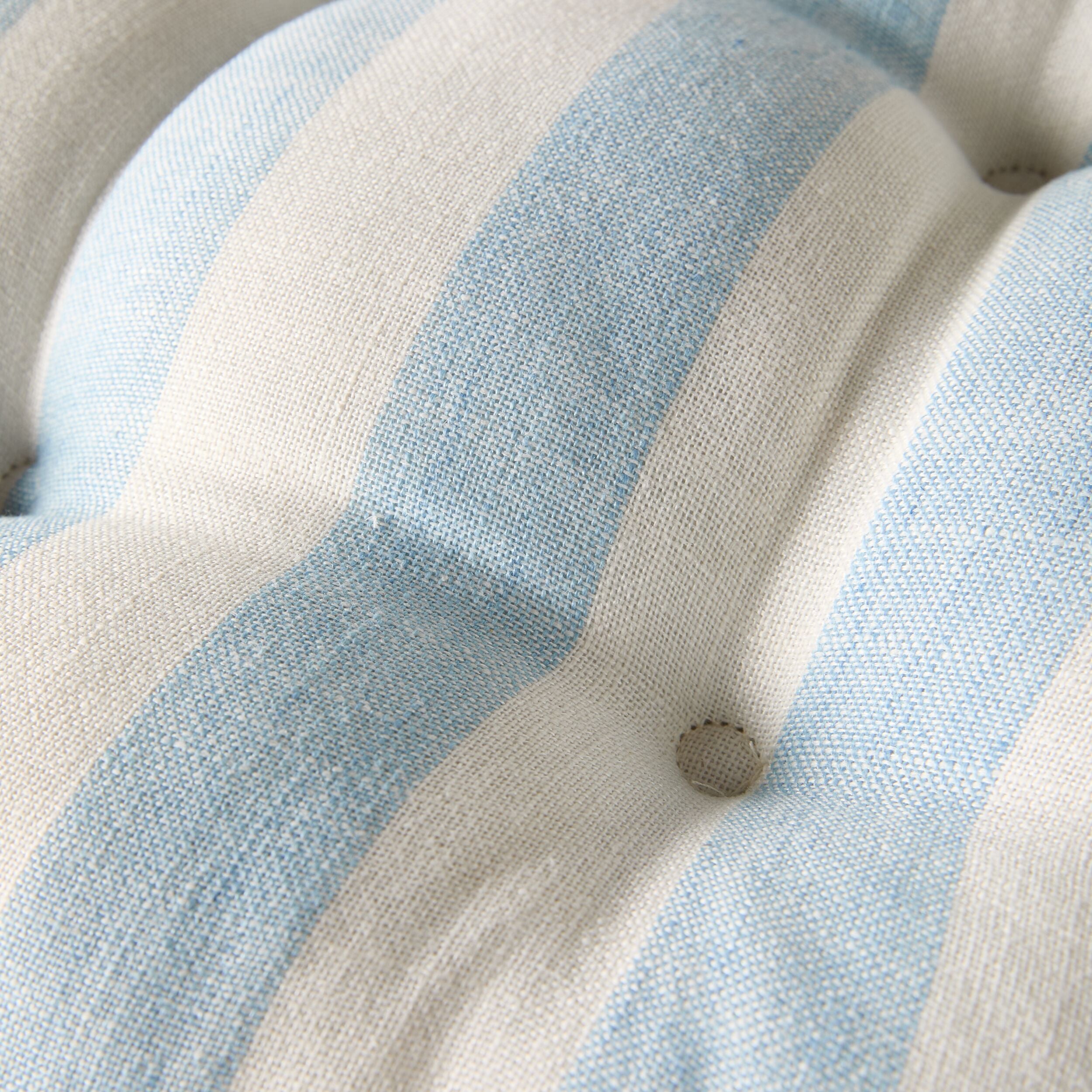 Marais Block Stripe Ruffle Seat Cushion Sky Blue