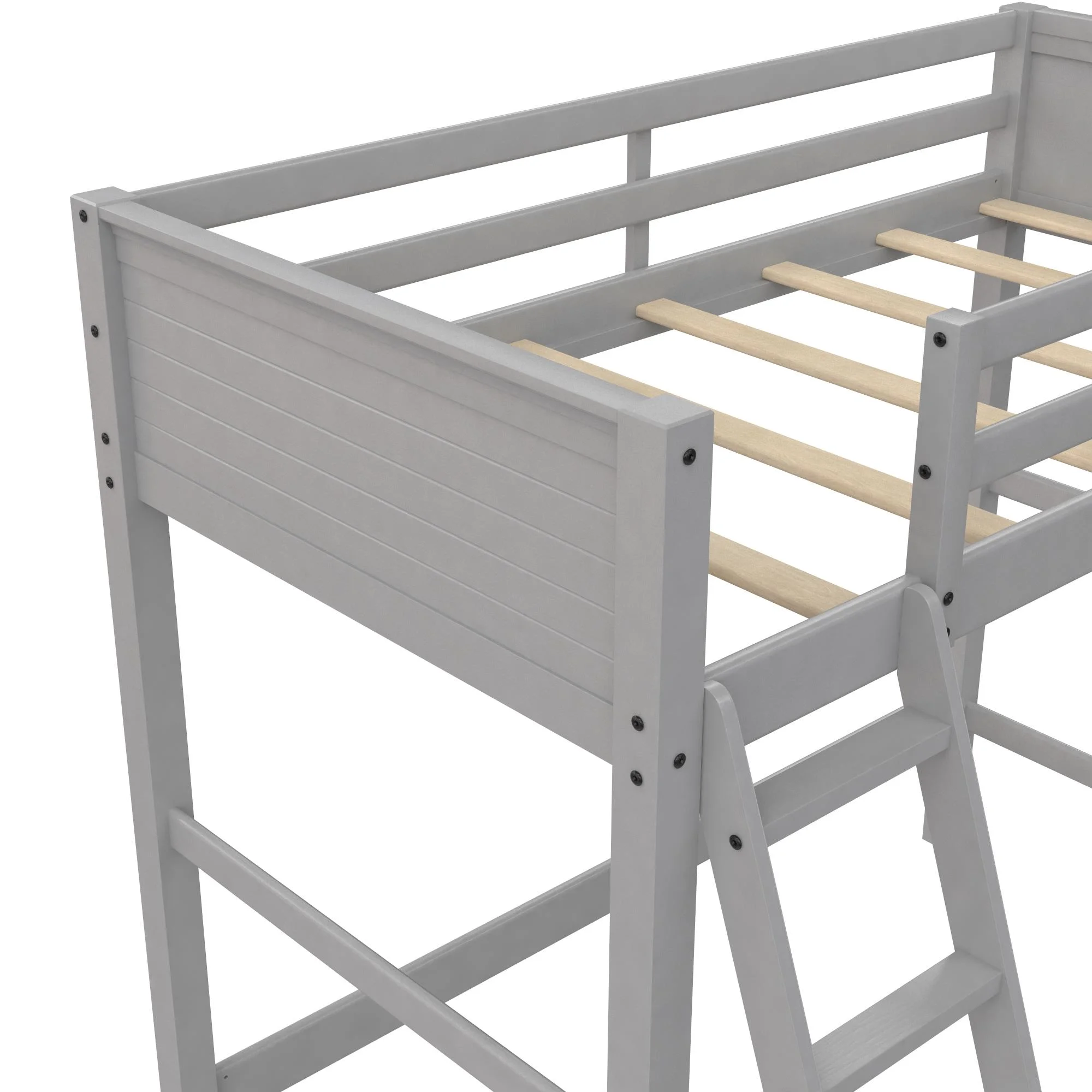 Your Zone Kiarah Twin Loft Bed with Ladder, White
