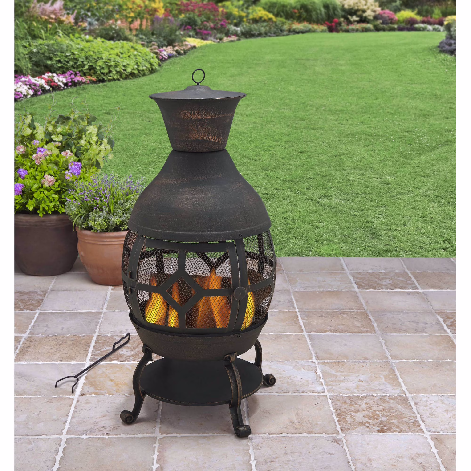 Better Homes & Gardens Wood-Burning Cast Iron Chiminea, Antique Bronze