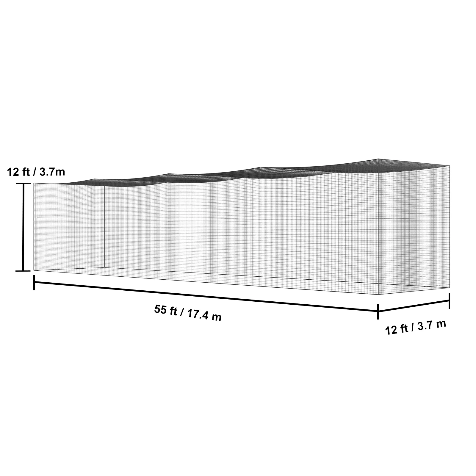 Portable Softball Baseball Batting Cage with Storage Bag, Black, 55 x 12 x12ft - Image 8
