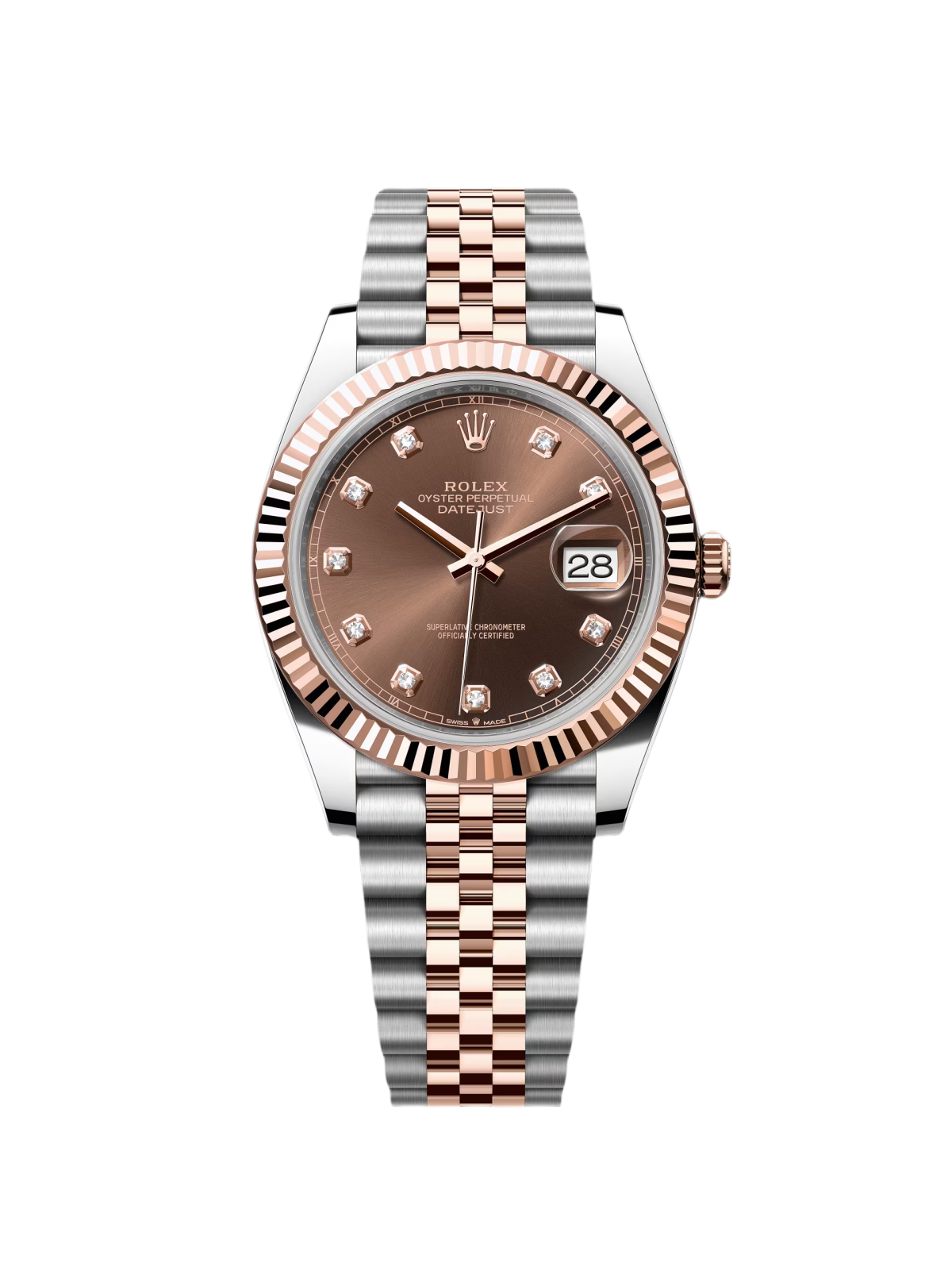 【Super Clone】RLX Datejust 41mm 126331 Datejust Chocolate Diamond Oyster Steel and Everose Gold Watch