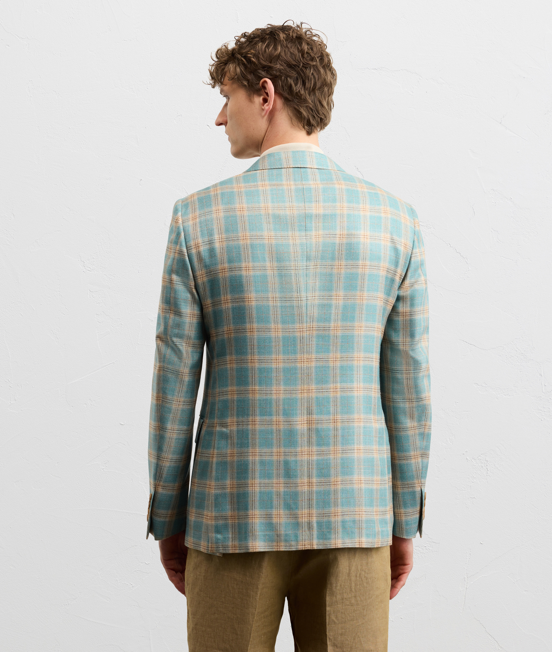 SINGLE BREASTED JACKET IN PURE VISCOSE IN TEAL BLUE