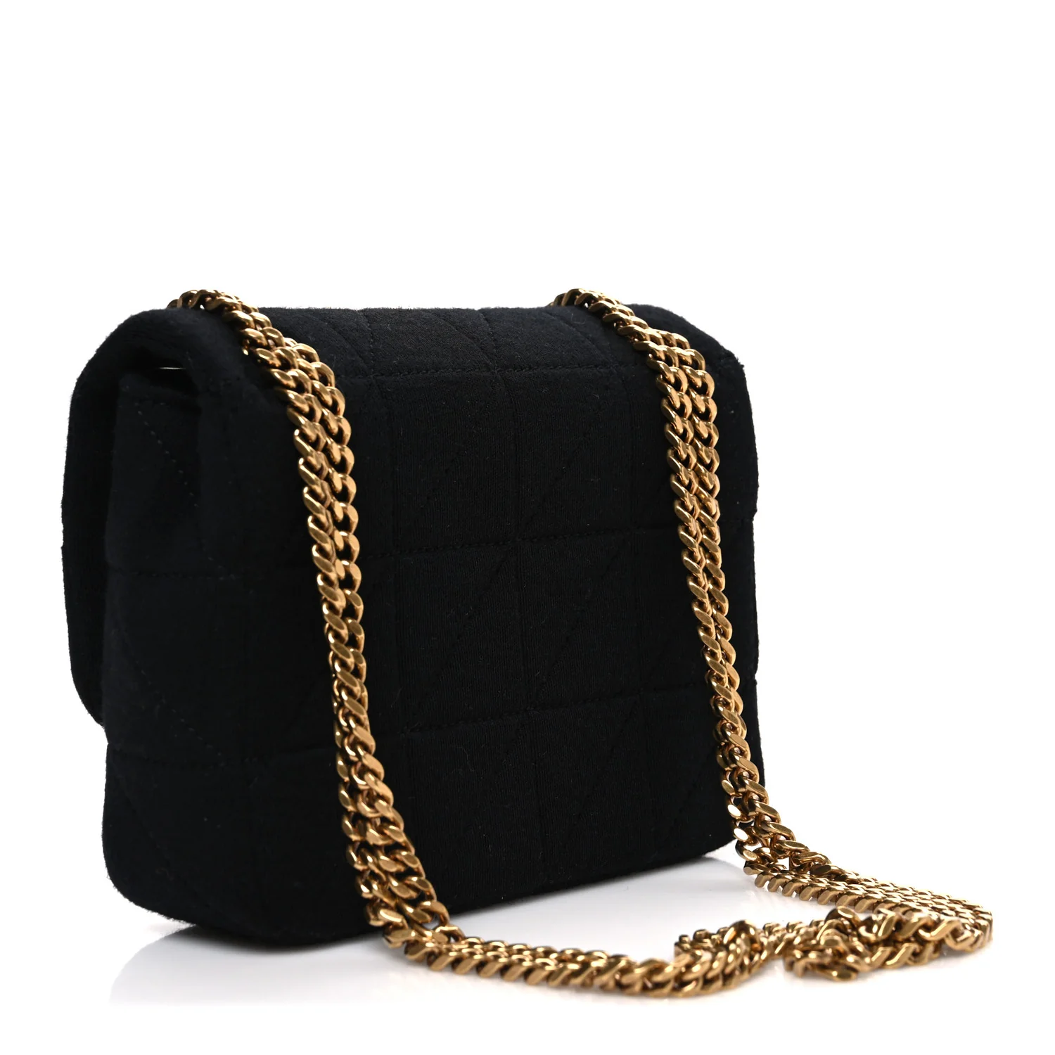 Jersey Wool Patchwork Monogram Mini Jamie Baguette Black