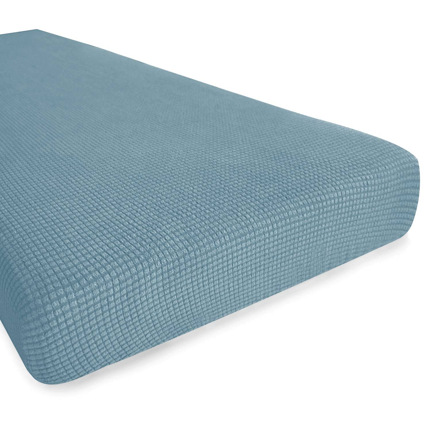 Hokway Stretch Couch Cushion Slipcovers Reversible Cushion Protector Slipcovers Sofa Cushion Protector Covers(Smoky Blue, Medium)