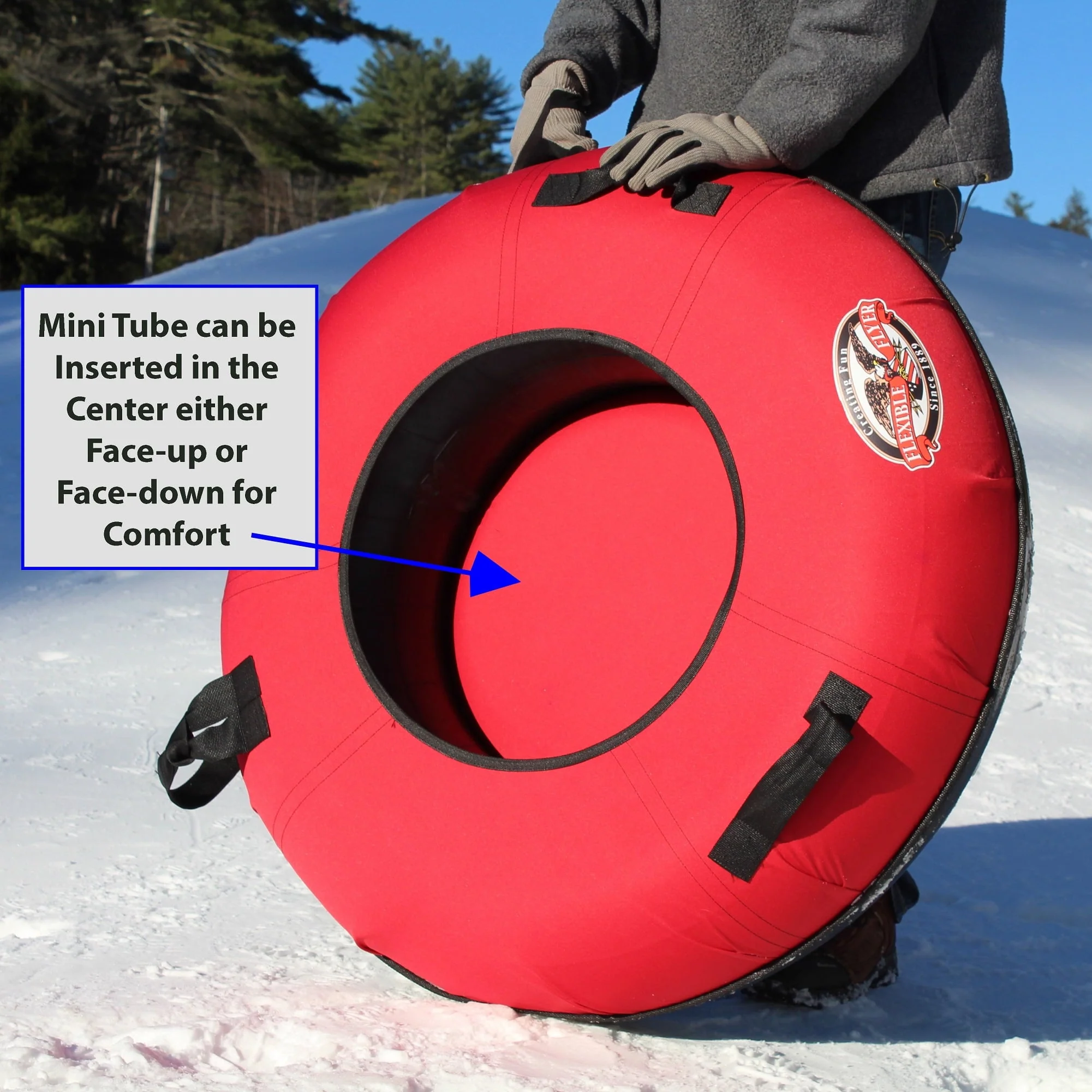 Flexible Flyer Heavy - Duty Snow Tube. Hard Plastic Bottom Inflatable Sled