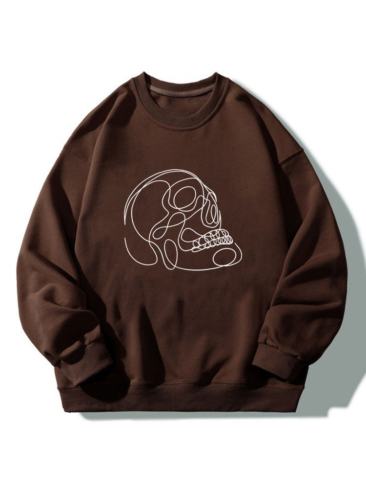 Sweat-shirt décontracté à col rond imprimé de têtes de mort
