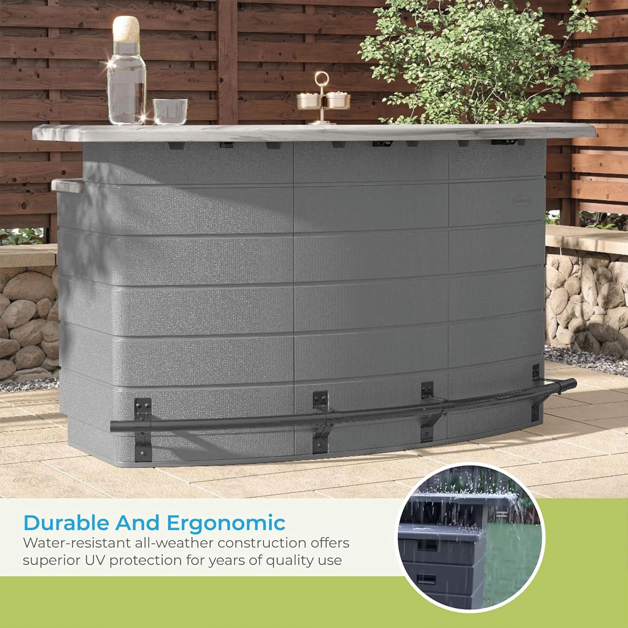 Backyard Oasis Entertainment Outdoor Bar with Pull-Out Drawers and Shelves, Marble - Image 10