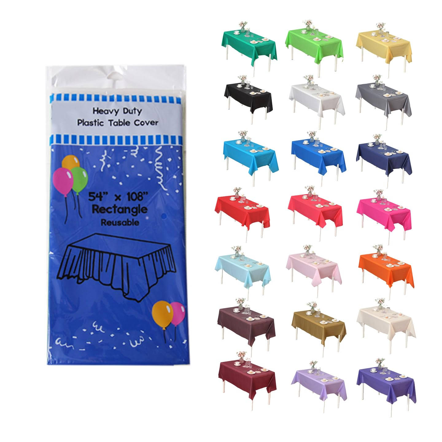ES 12-Pack Royal Blue Plastic Table Covers 54x108