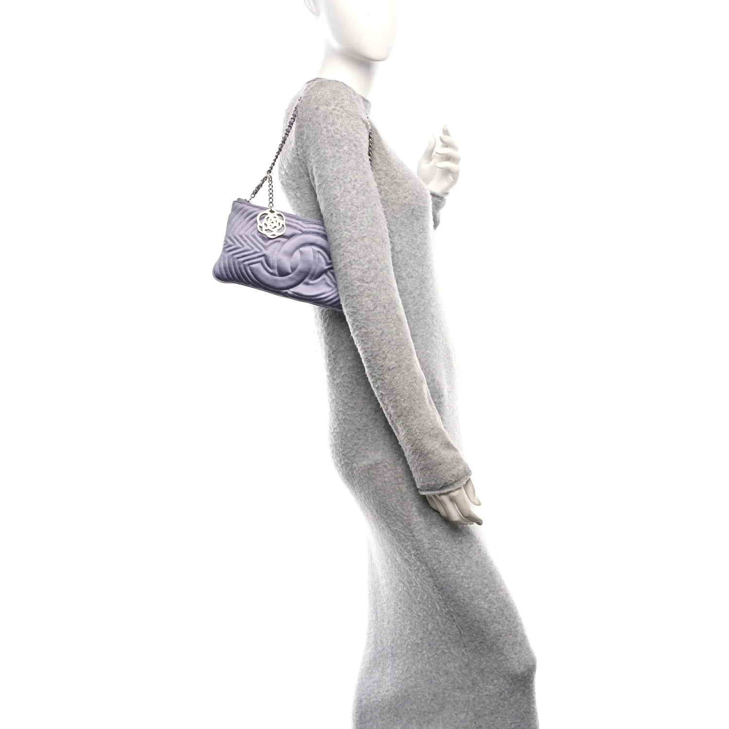 Satin Camellia Evening Bag Light Purple