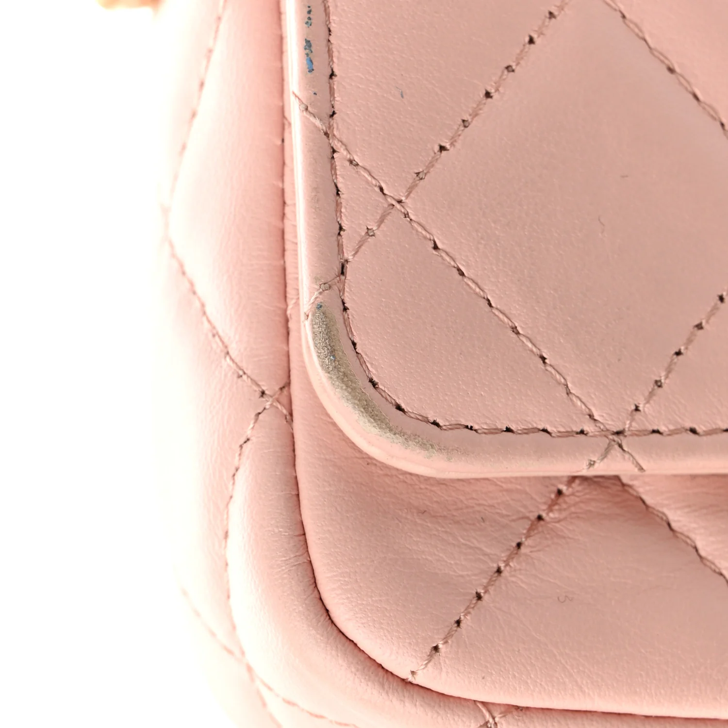 Crumpled Calfskin Quilted Braided CC Mini Flap Light Pink