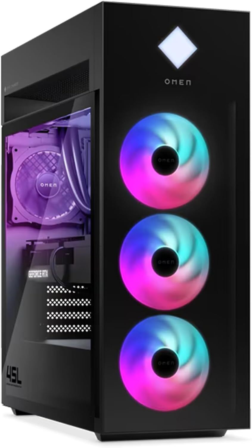 HP Omen 45L RTX 5080 Gaming Desktop  Intel Ultra 9 285K  64GB DDR5 RAM  2TB SSD  RGB Light Studio  DP  RJ-45  Black  Windows 11 Home