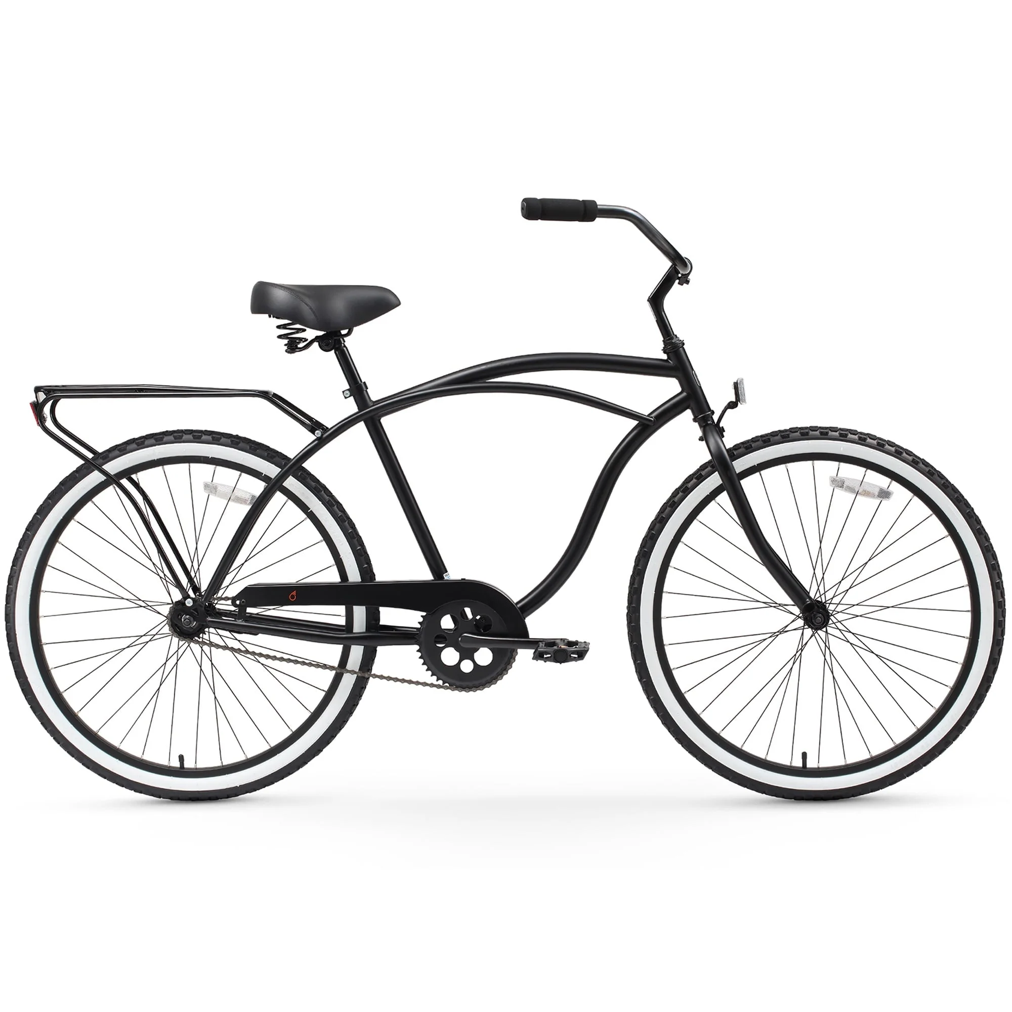Around the Block Men's Single Speed Beach Cruiser Bicycle with Rear Rack, 26" Wheels, Matte Black Image 5