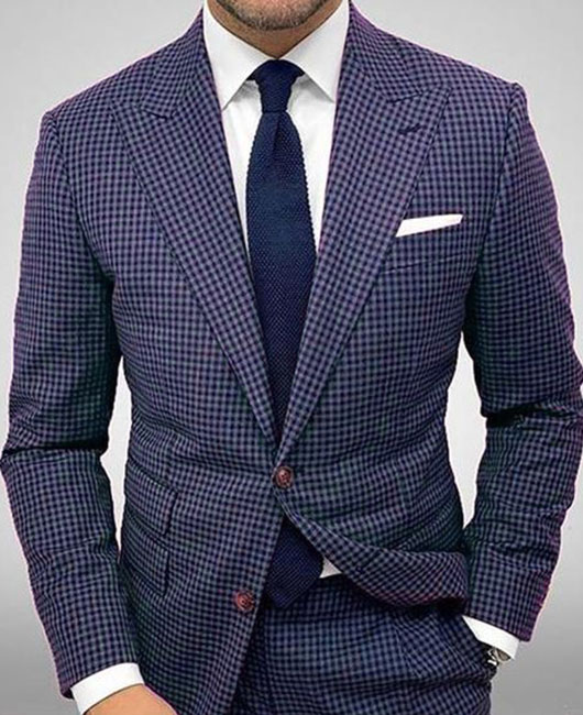 Blazer à carreaux, simple boutonnage, col à revers et poches, style business
