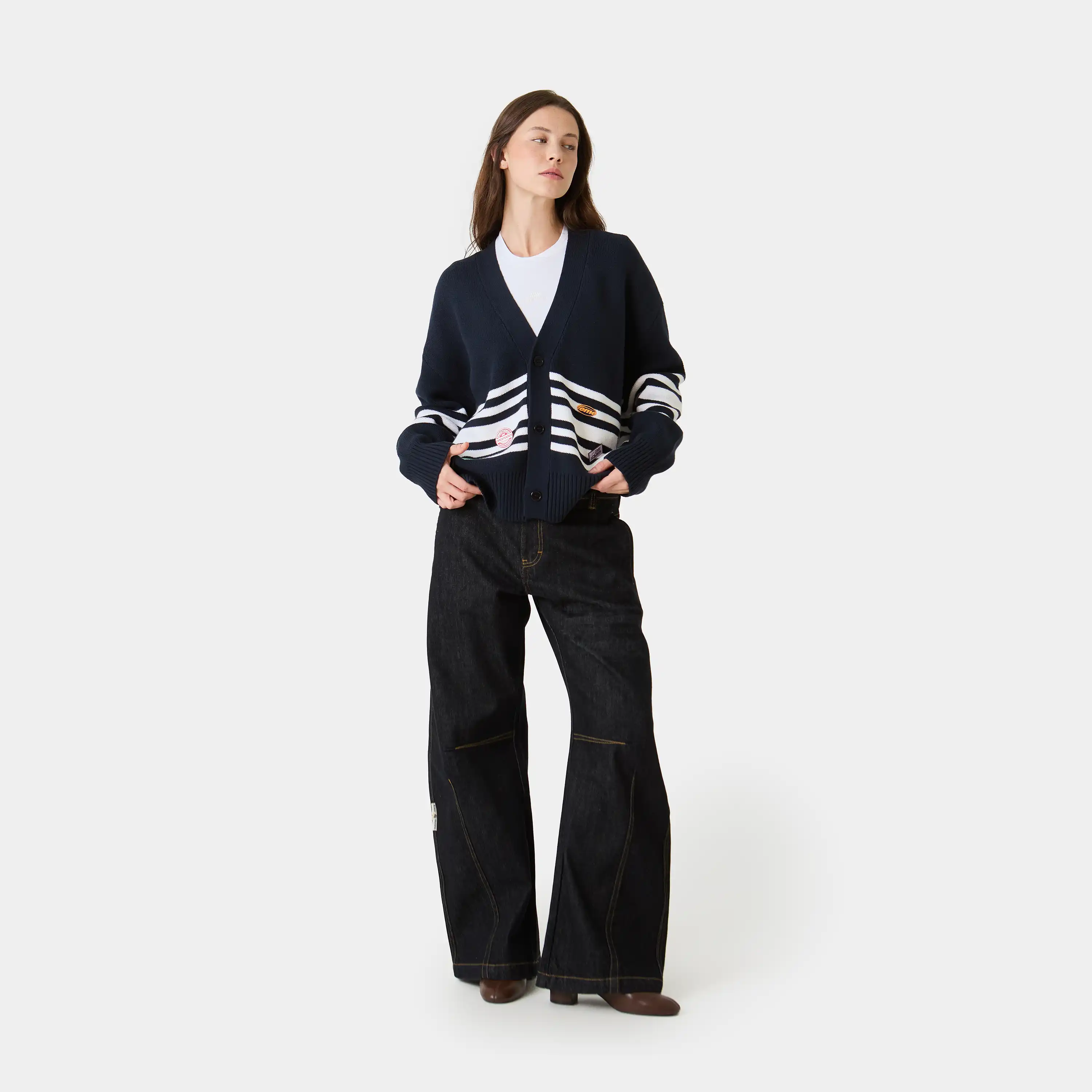 Pins Navy Cardigan