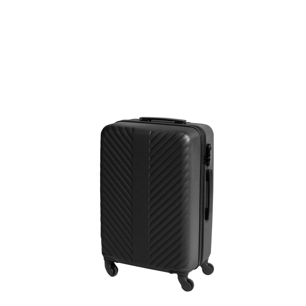 Valise trolley 77L rigide large 4 roues plastique noir 47,5x28,5xH72cm
