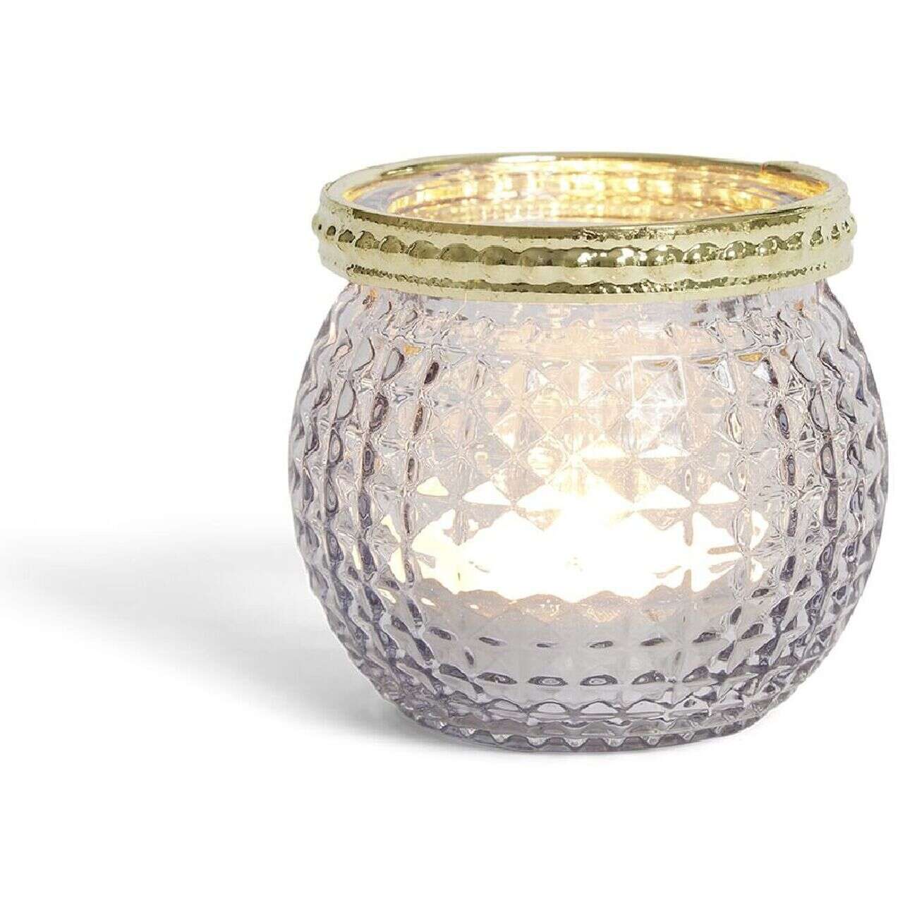 Photophore en verre bordure métal doré Ø6,5xH.5,5cm vert